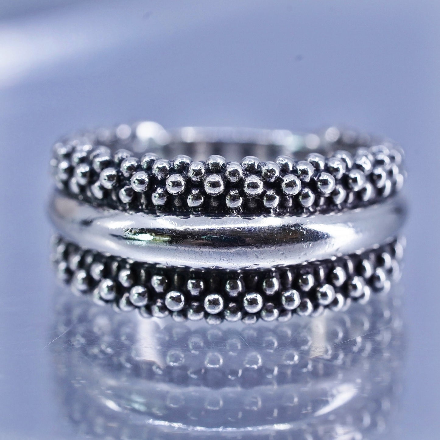 Size 7, vintage Lagos Caviar Sterling 925 silver ring, beads band