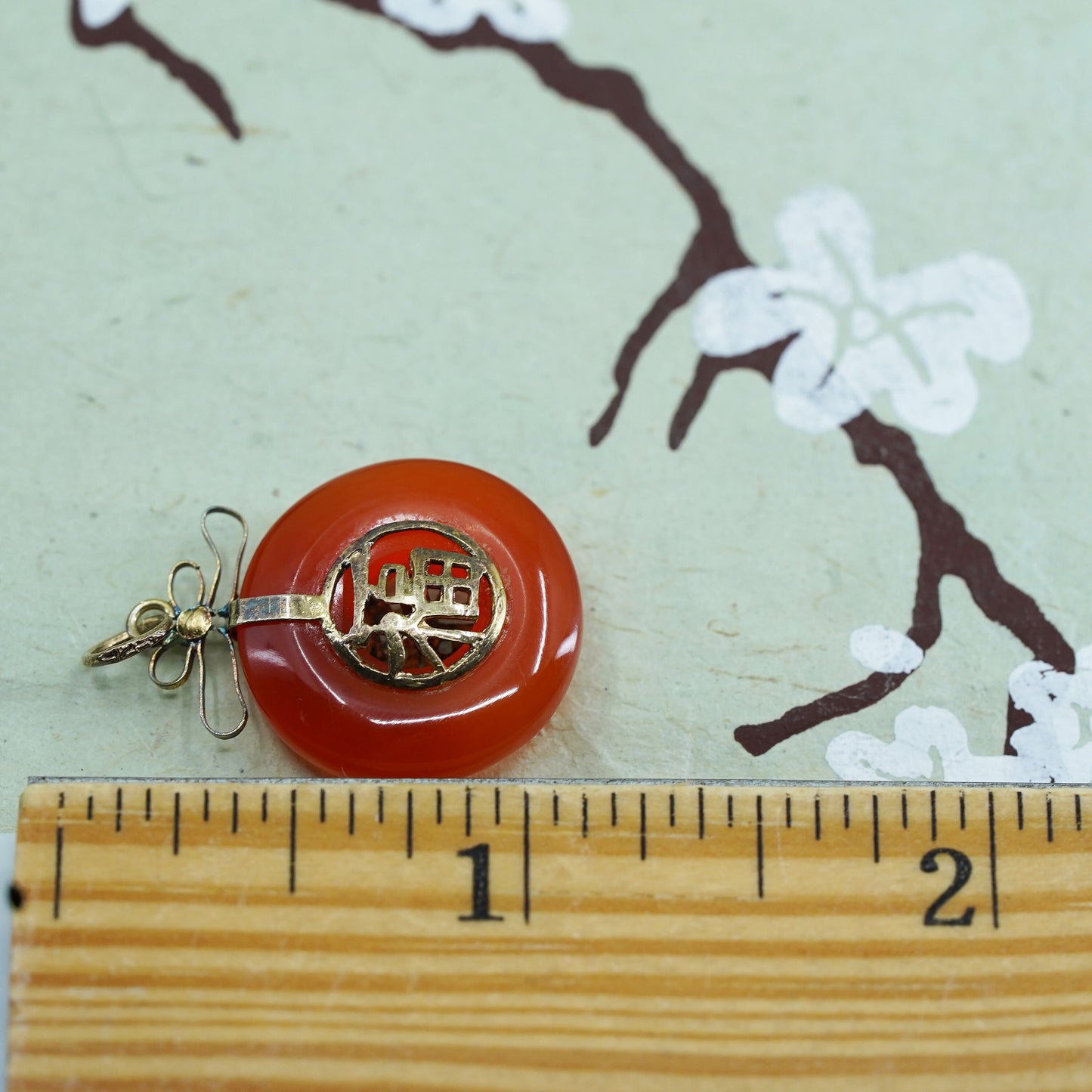 vermeil gold sterling silver happyniess pendant, 925 filigree circle carnelian