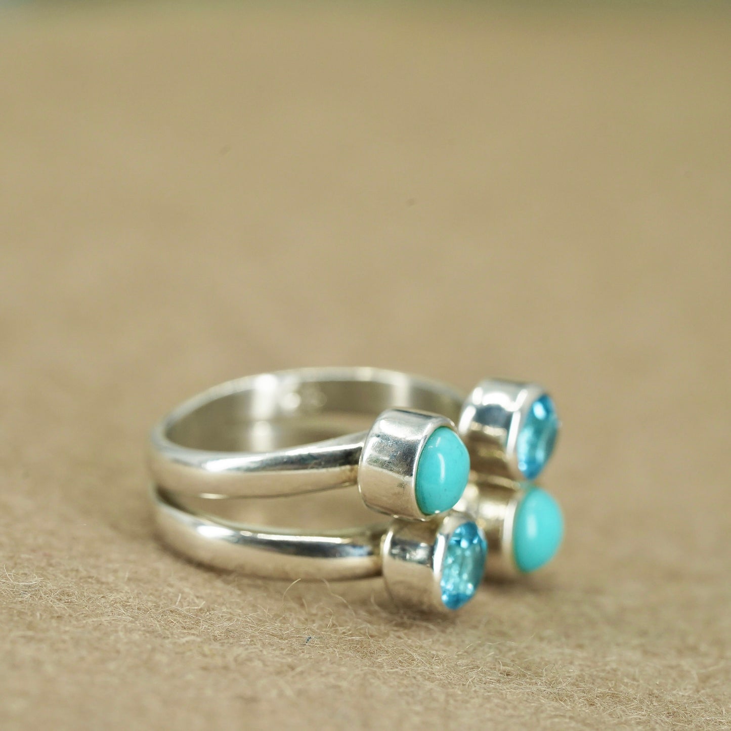 Size 5.5, DTR Jay King Sterling 925 silver wrap ring with turquoise and topaz