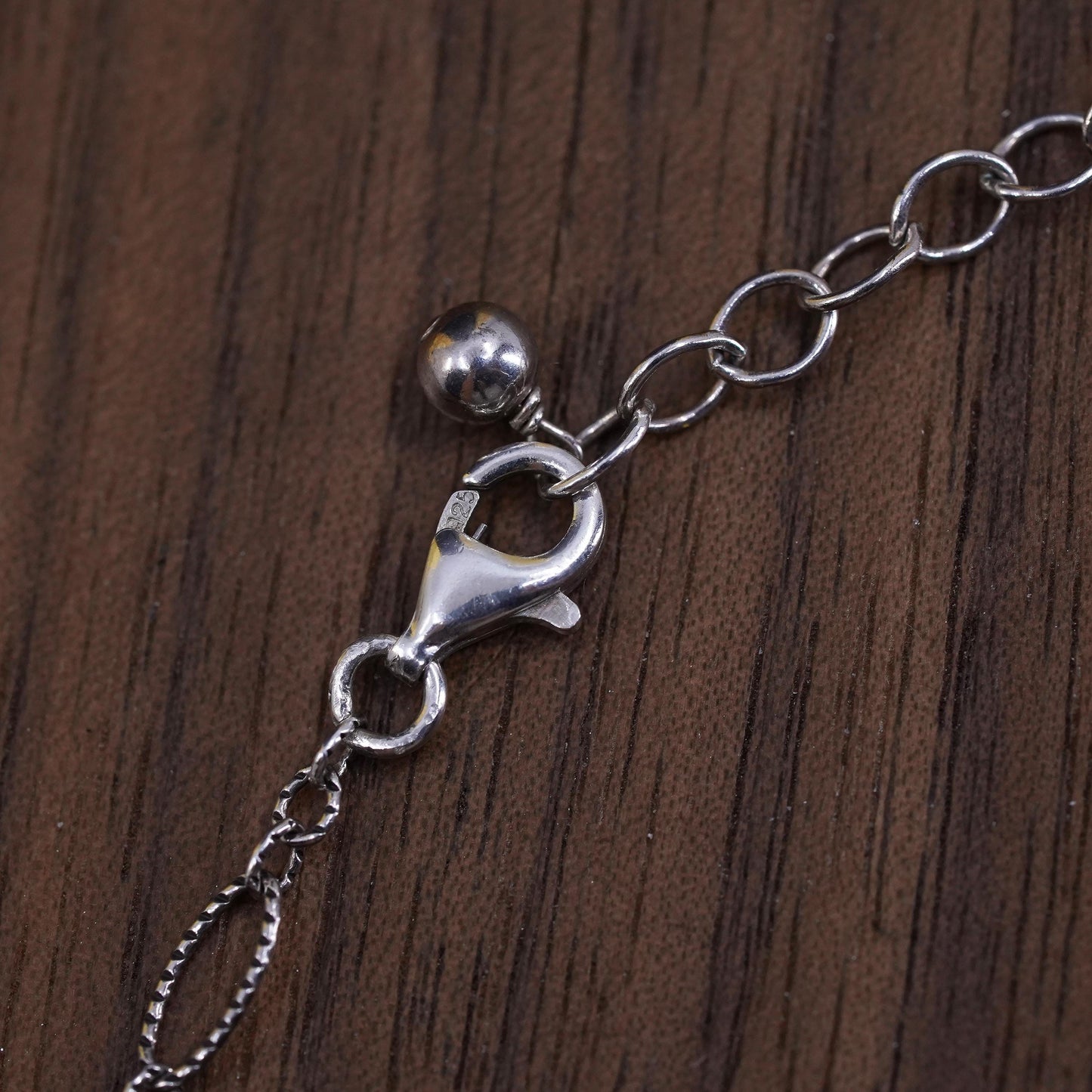 16+2", Sterling 925 silver handmade oval chain necklace with cluster pearls