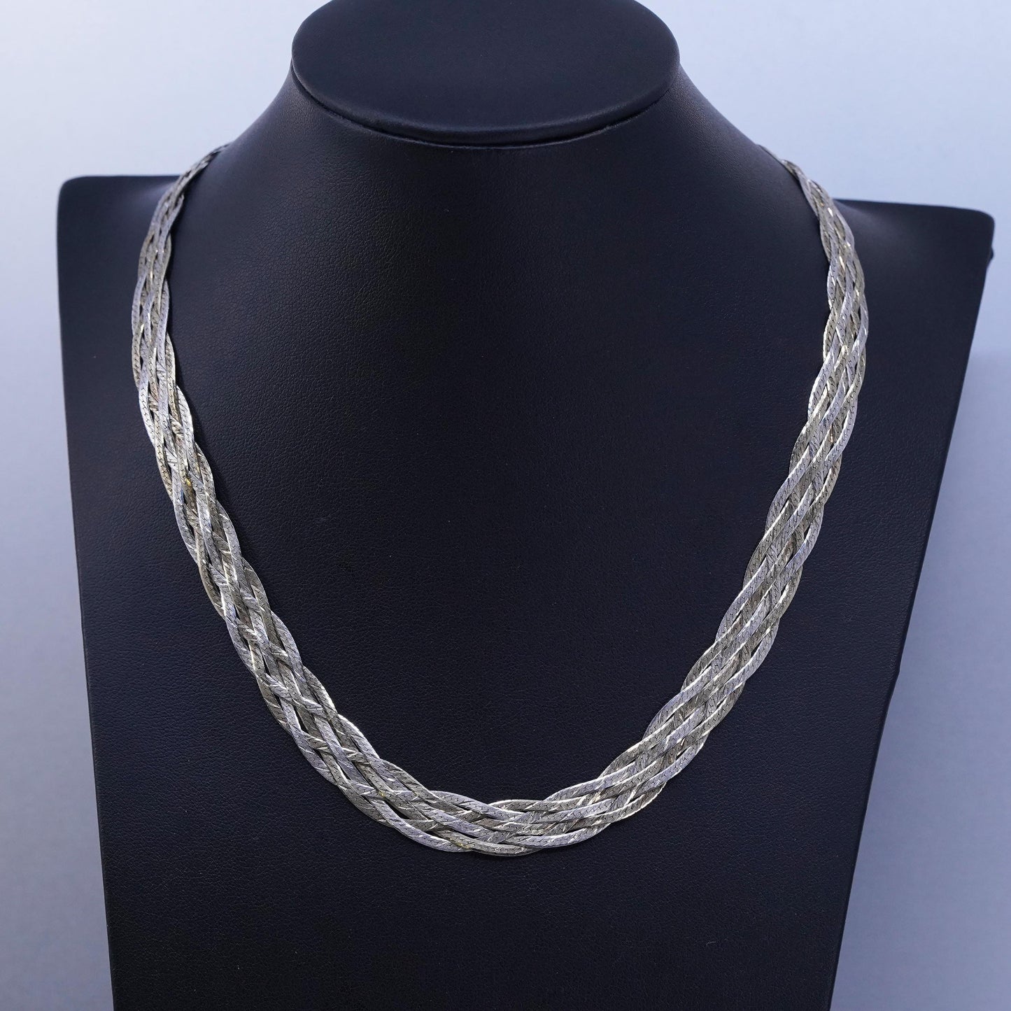 18” Italy vermeil gold Sterling 925 silver woven braided herringbone necklace