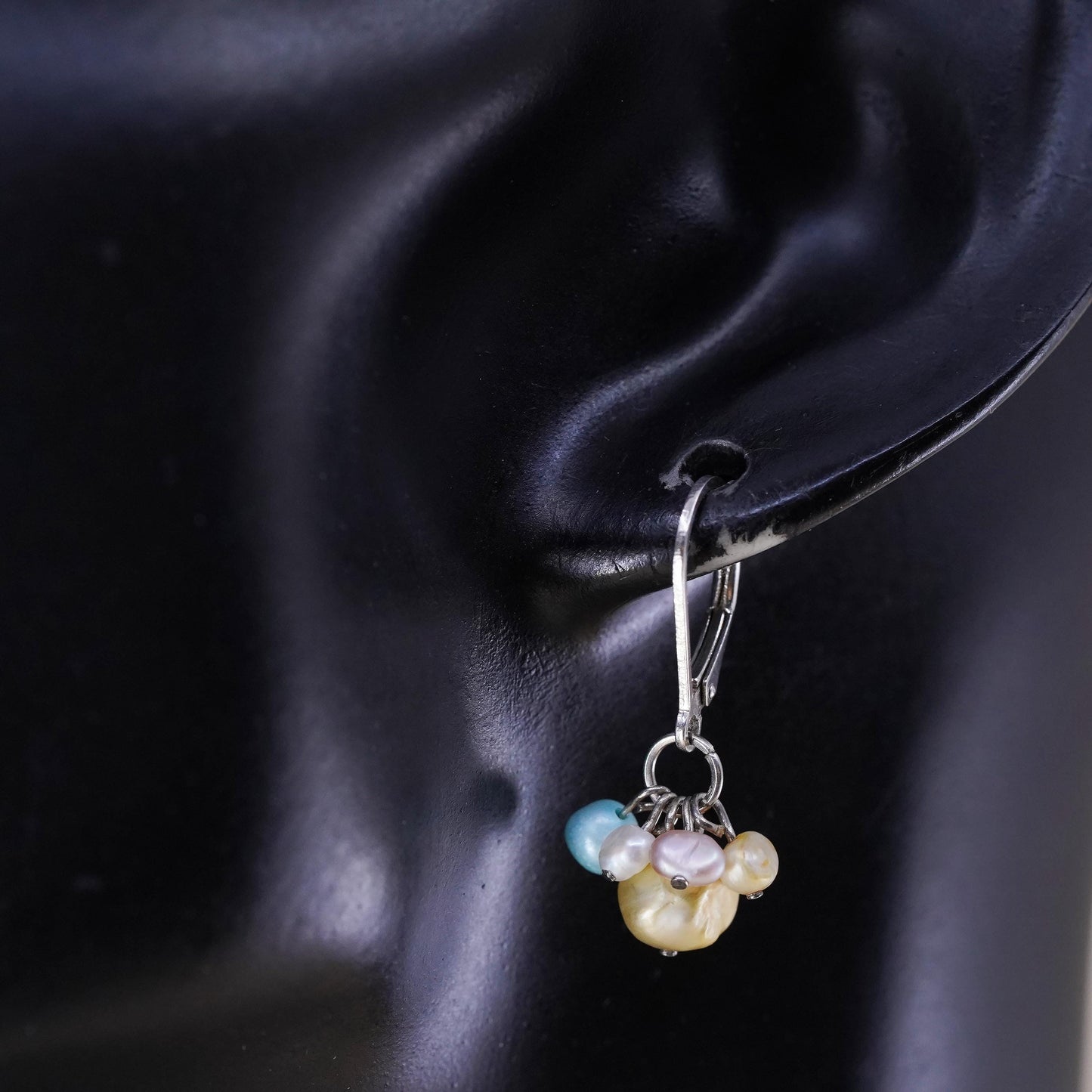 Vintage Sterling 925 silver handmade earrings with freshwater pearls