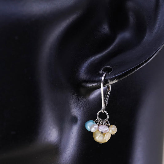 Vintage Sterling 925 silver handmade earrings with freshwater pearls