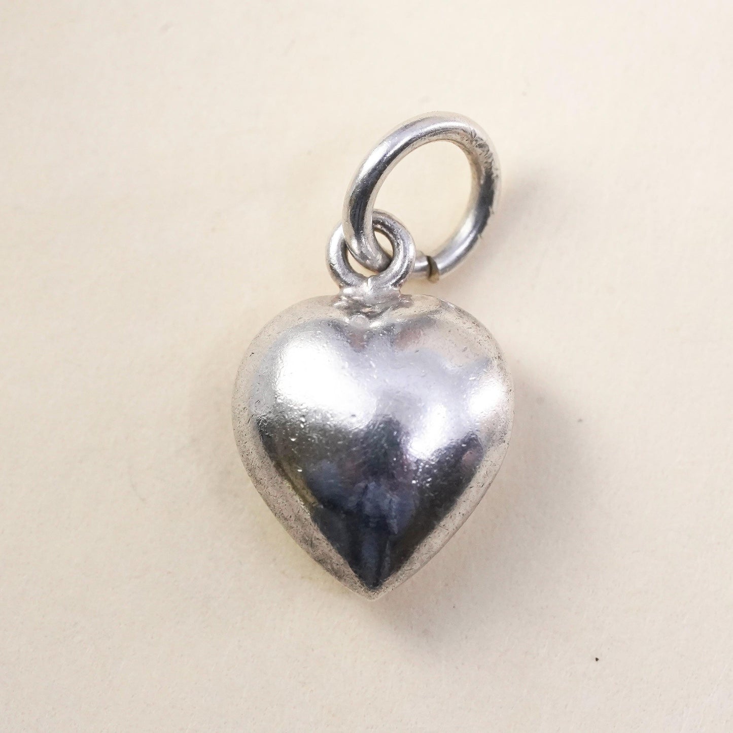 Vintage sterling silver heart tag charm, 925 pendant