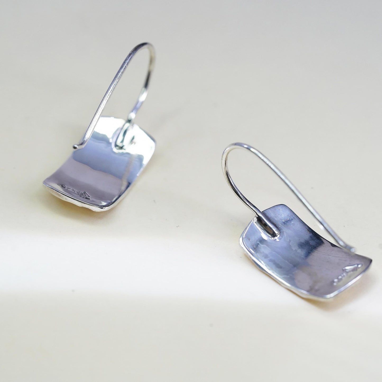 VTG Silpada 925 Sterling Silver Hammered Rectangle French Hook Earrings W0991