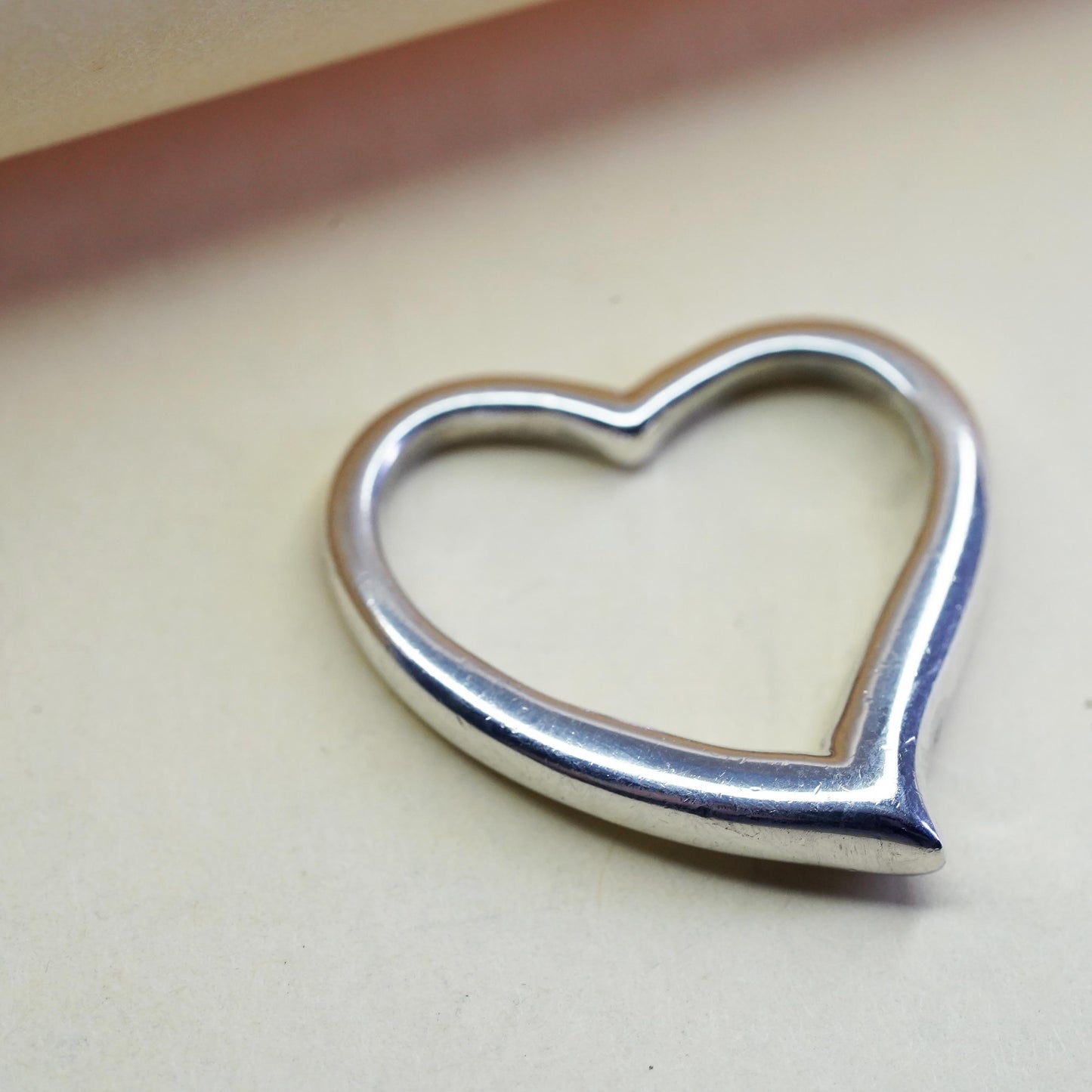 Vintage handmade sterling silver heart shaped pendant, 925 charm