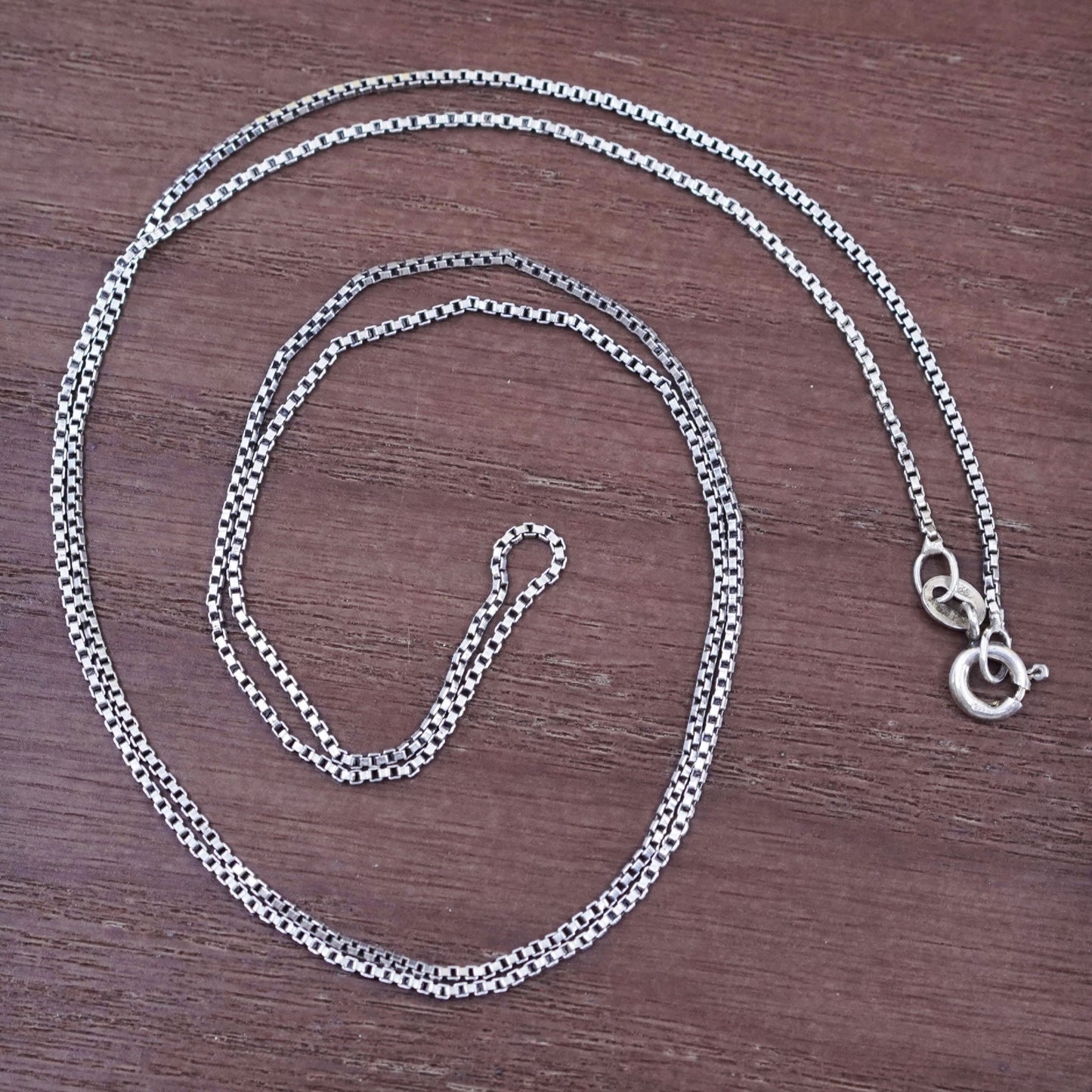 24”, 1mm, vintage Sterling silver box chain, Italy 925 necklace