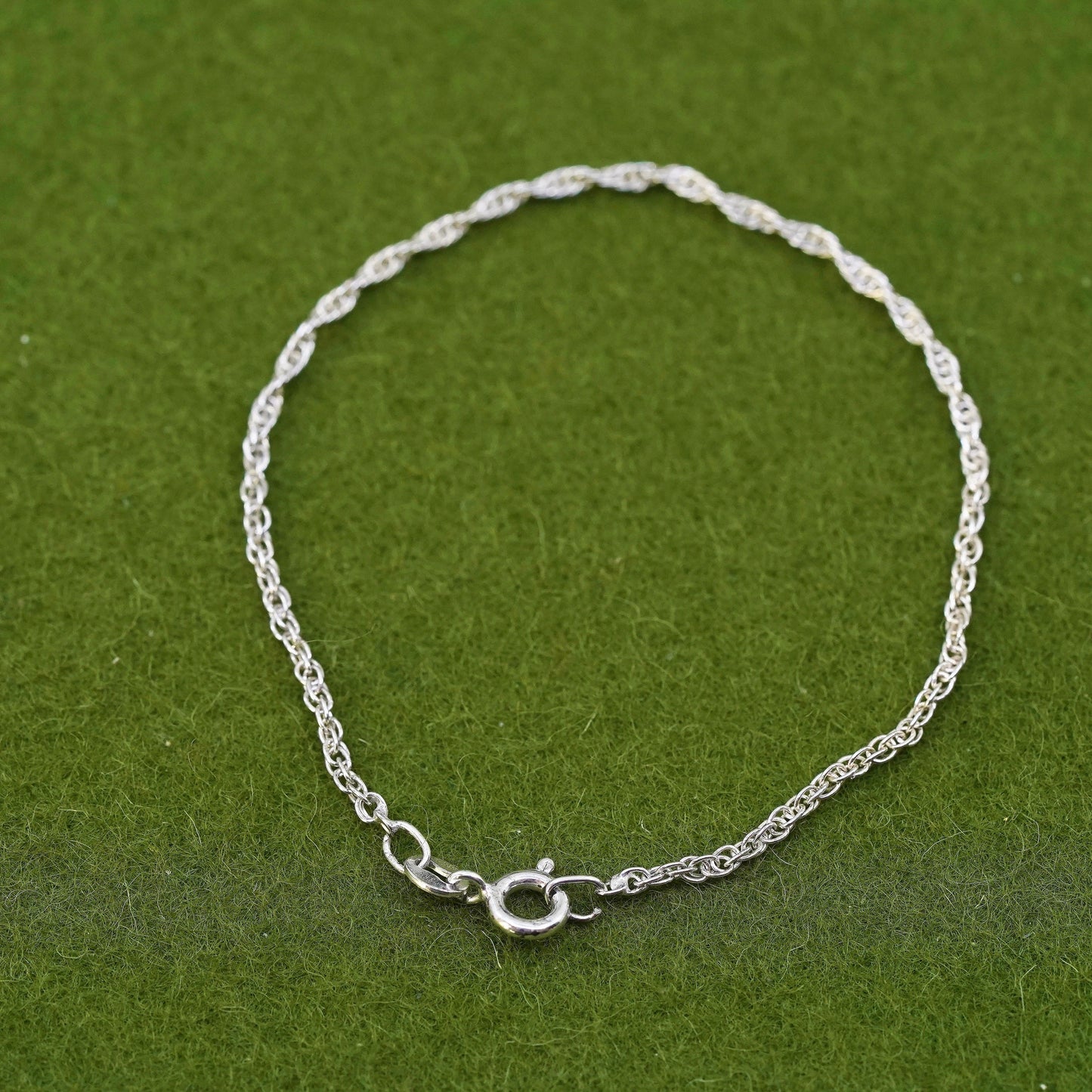7” 2mm, Vintage sterling silver bracelet, 925 Singapore chain