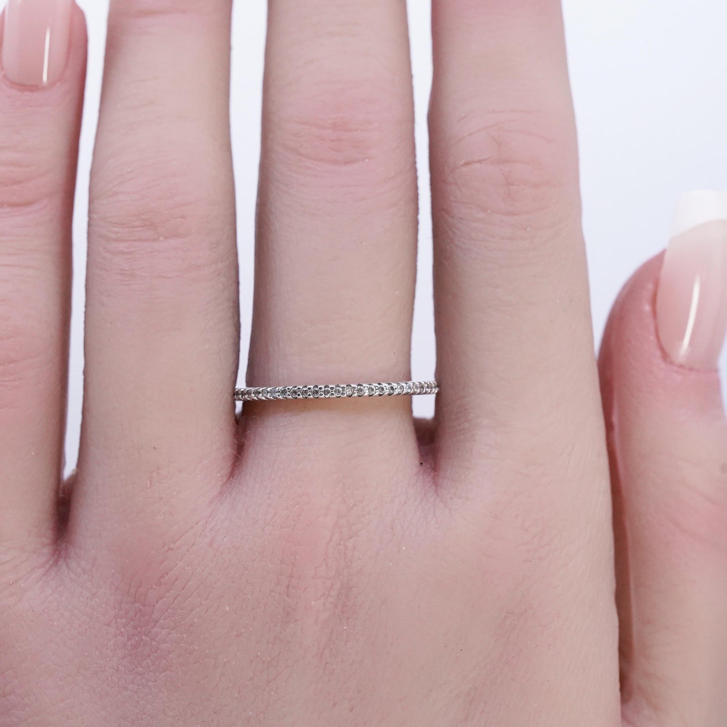 Size 9.5, Silpada Sterling 925 Silver CZ Stackable Eternity Ring R2750
