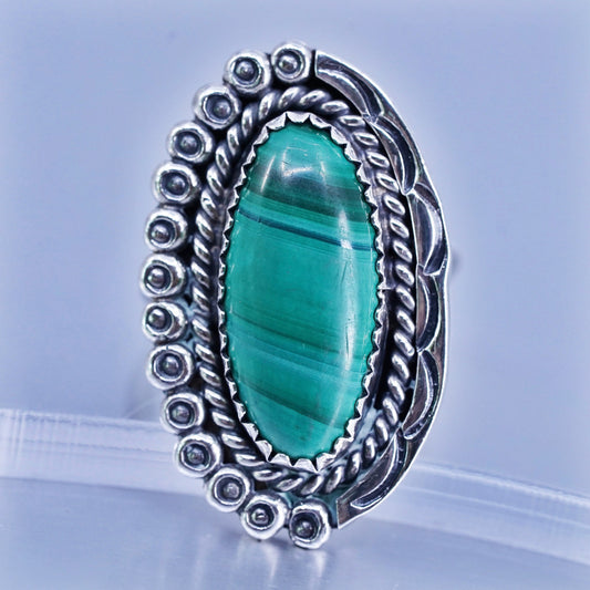 Size 5.75, Native American navajo Sterling 925 silver handmade ring malachite