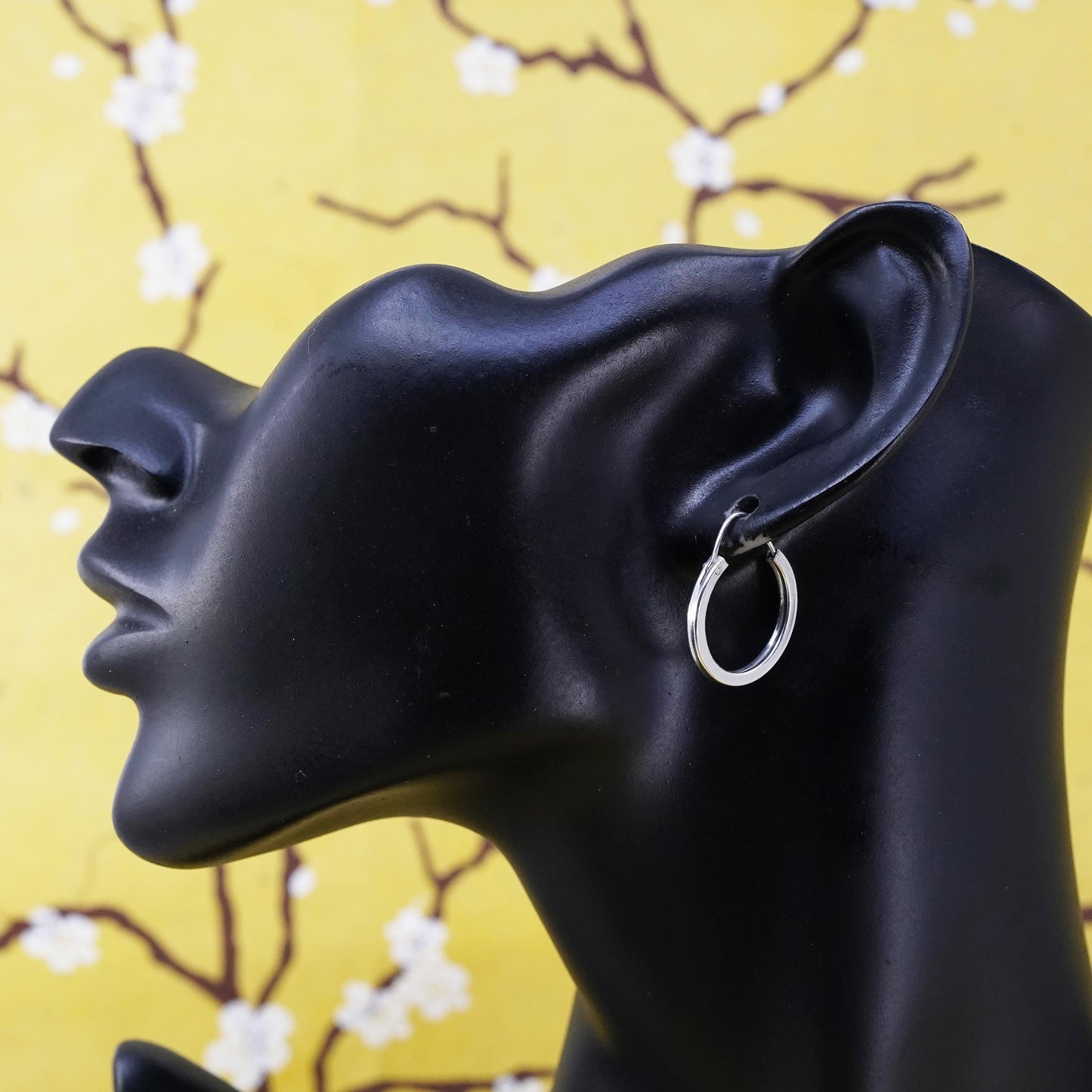 1", vintage Sterling silver handmade earrings, 925 silver hoops