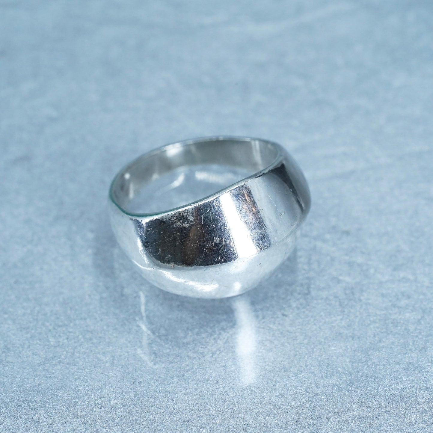 Size 7, vintage Sterling 925 silver handmade ring, modern ribbed band