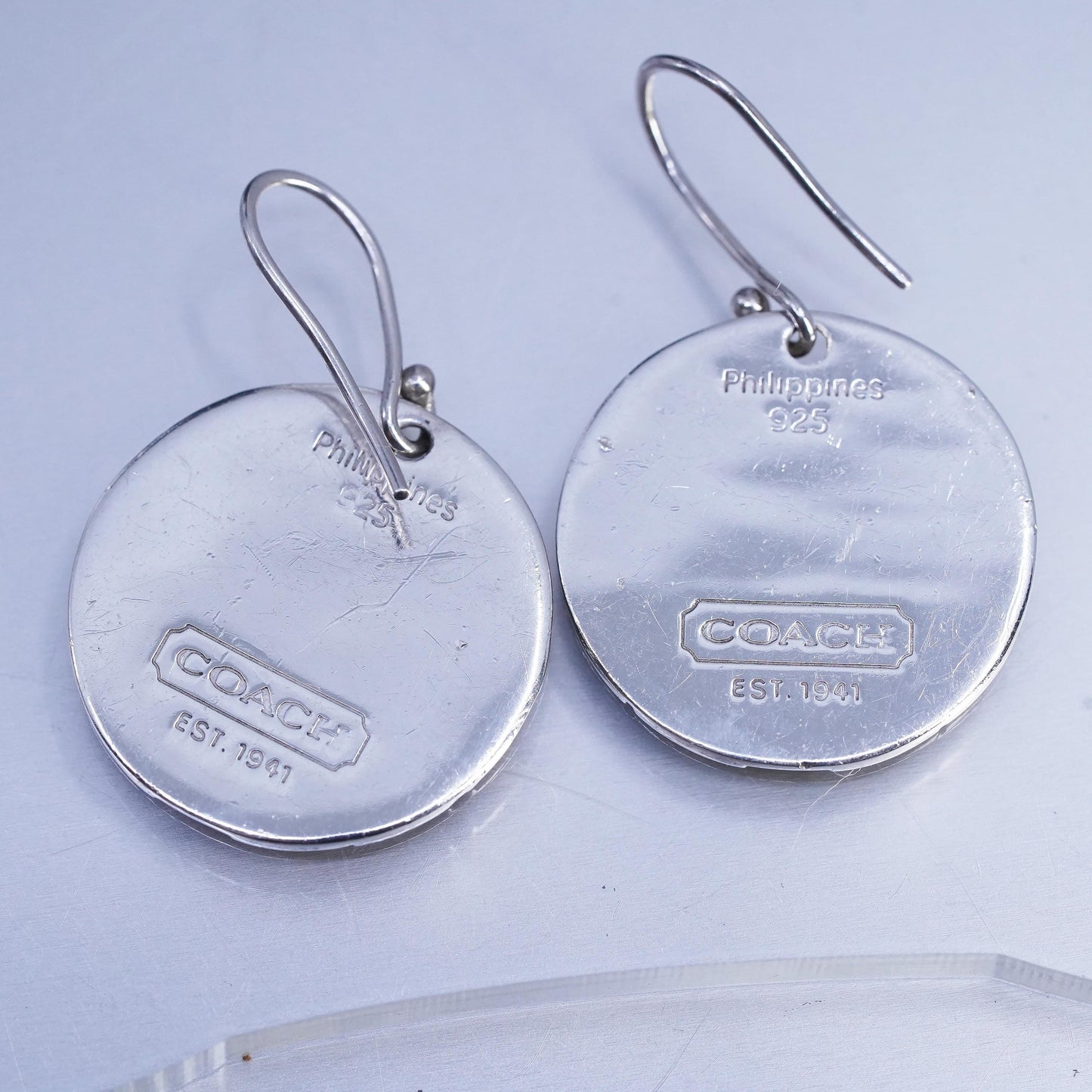 Coach VTG Signature C Charms Earrings Precious Metal Sterling Silver 925 Y2K
