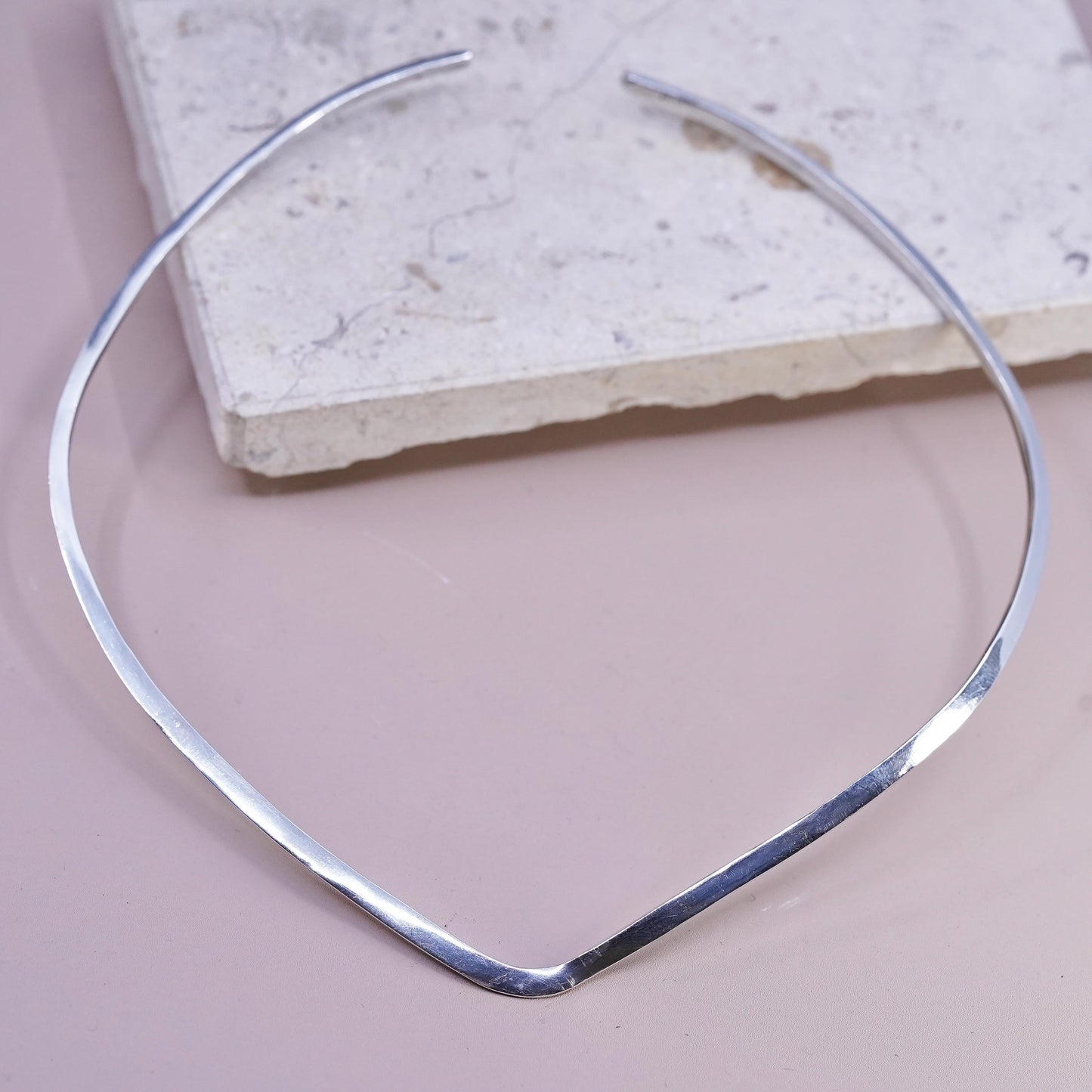 14", vintage Sterling silver necklace, woven braided 925 choker collar necklace