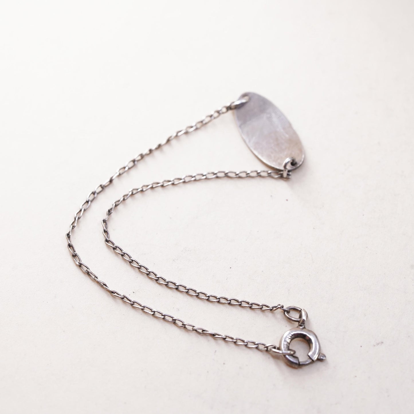 6.25", Vintage sterling silver bracelet, 925 circle chain with name tag