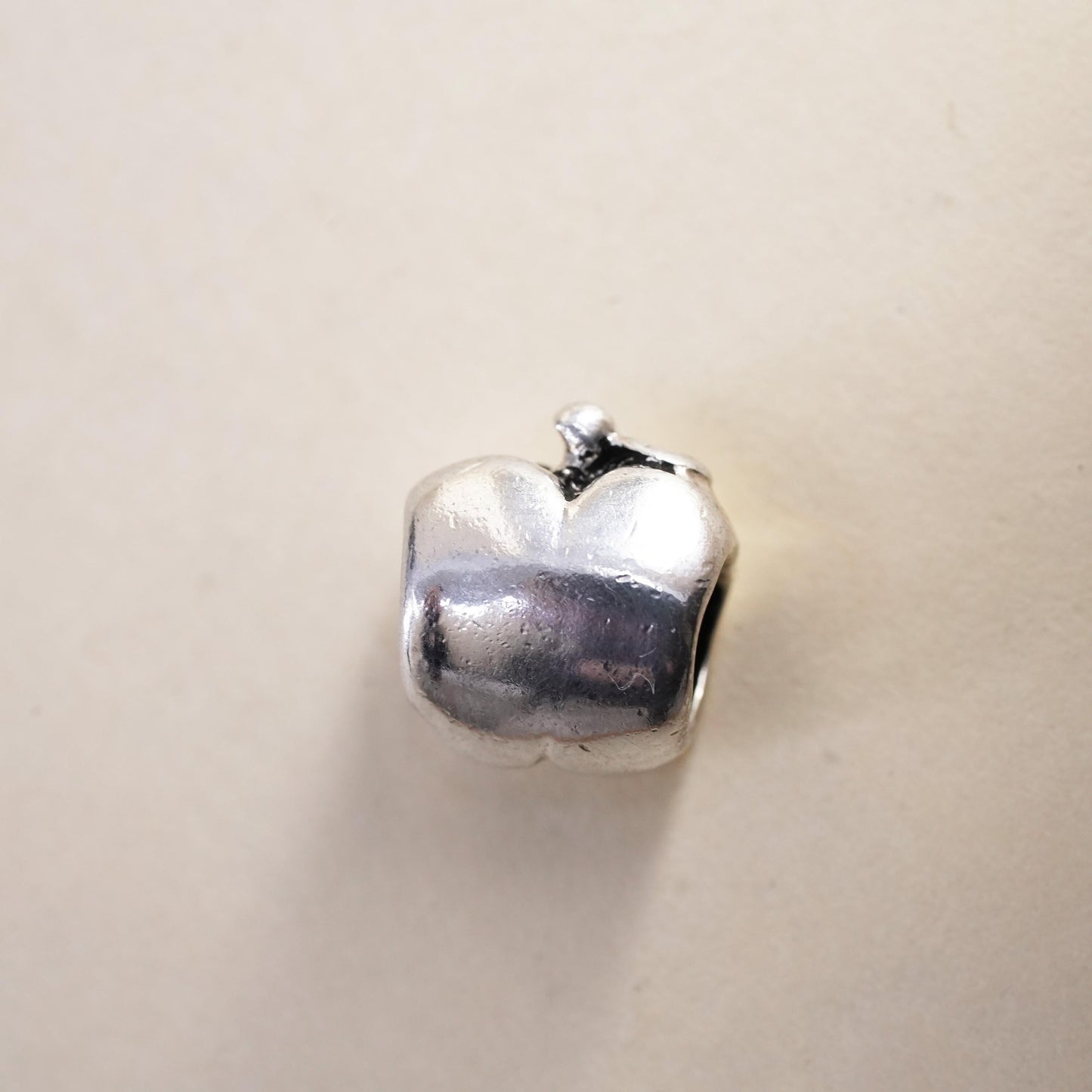 Vintage sterling silver Apple charm, 925 bead pendant