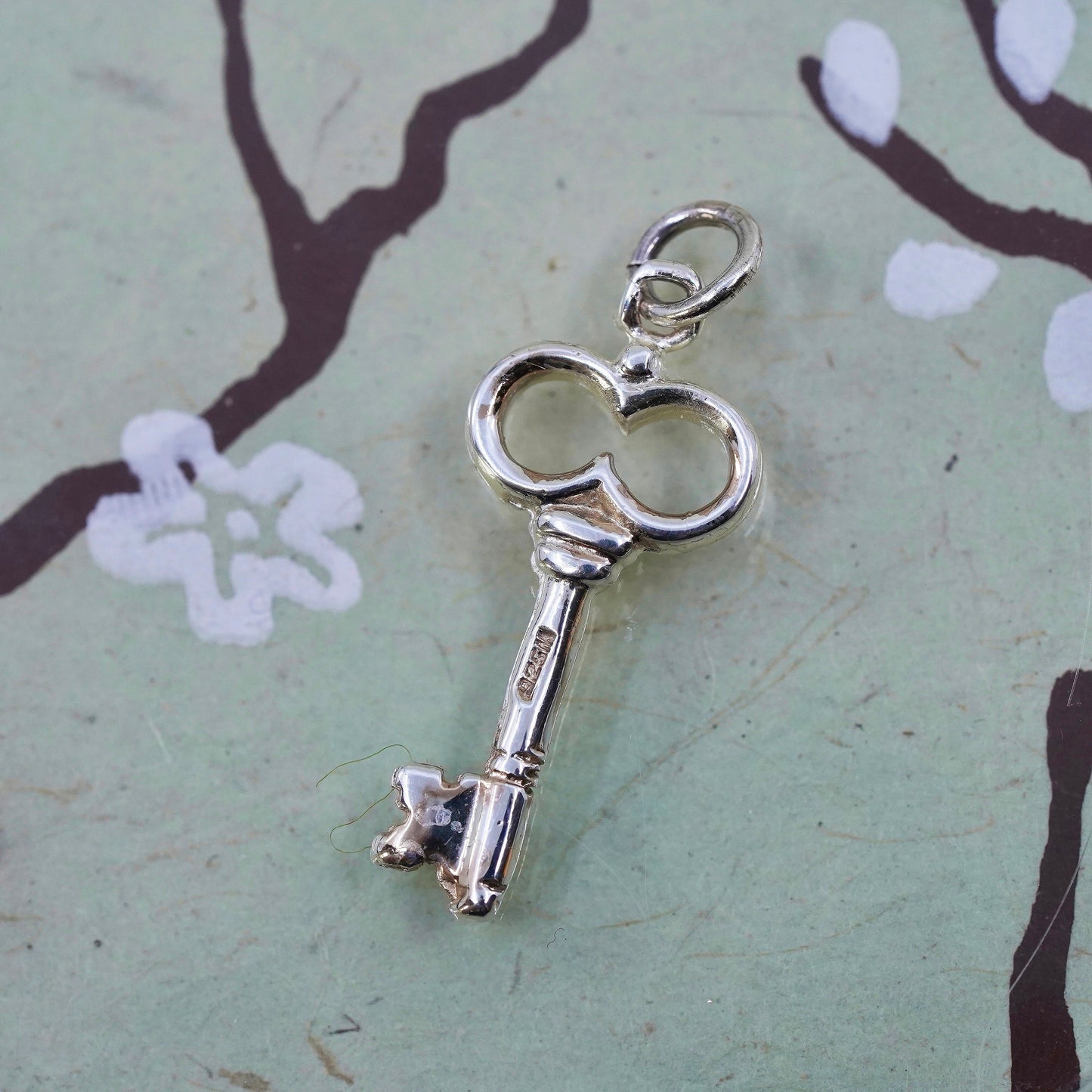 Vintage sterling silver key pendant, 925 charm