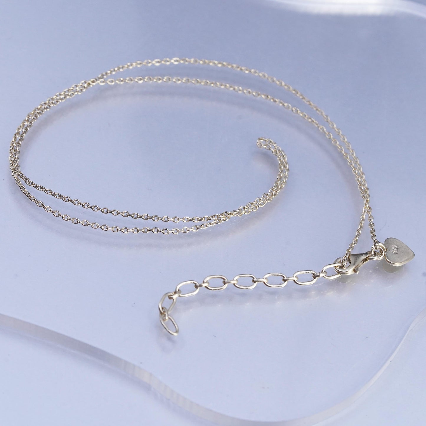 18+2" vermeil gold plated Sterling 925 silver circle necklace with heart charm