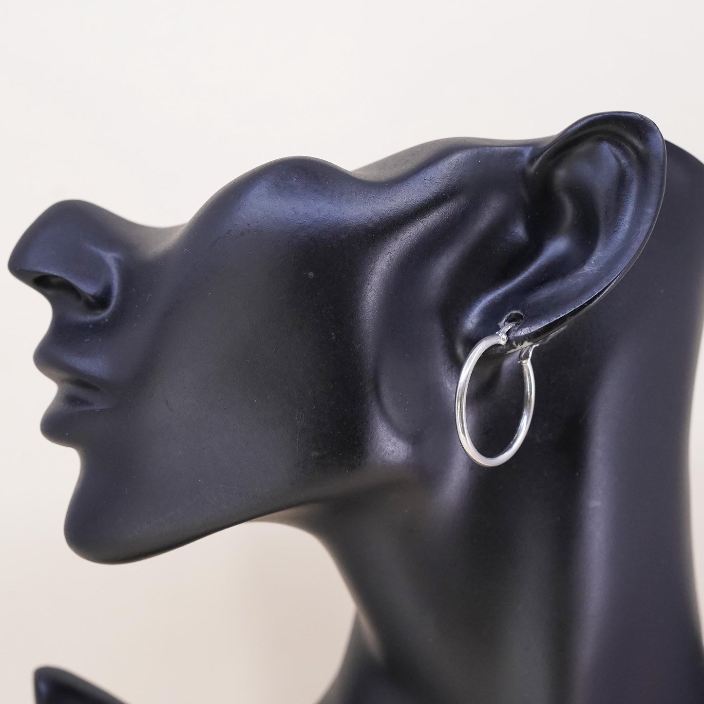 1", Vintage sterling silver loop single earring, minimalist primitive hoop