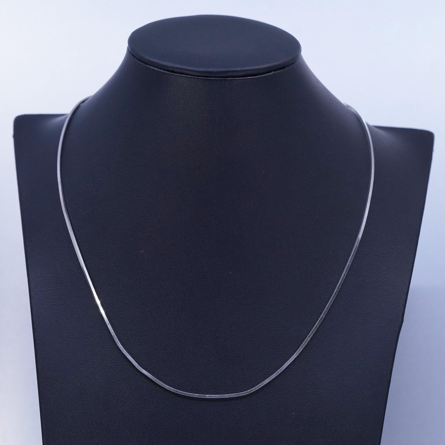 18” 1.6mm, vintage Sterling 925 silver square snake chain necklace