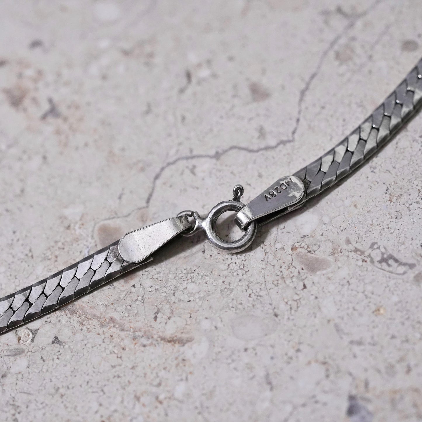 22", 4mm, vintage Sterling silver handmade necklace, 925 herringbone chain