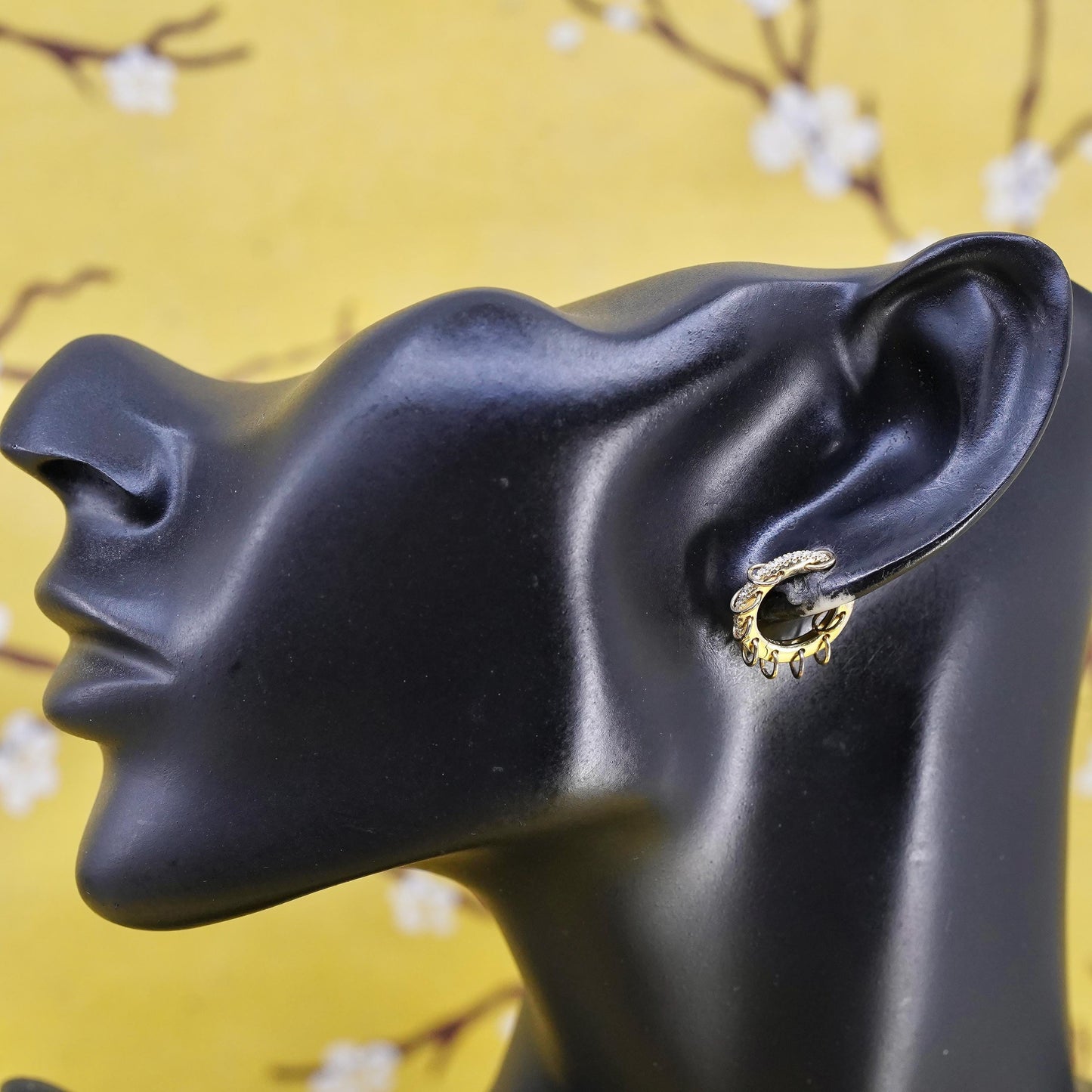 0.5", vermeil gold Sterling silver earrings, 925 huggie hoops cz small rings