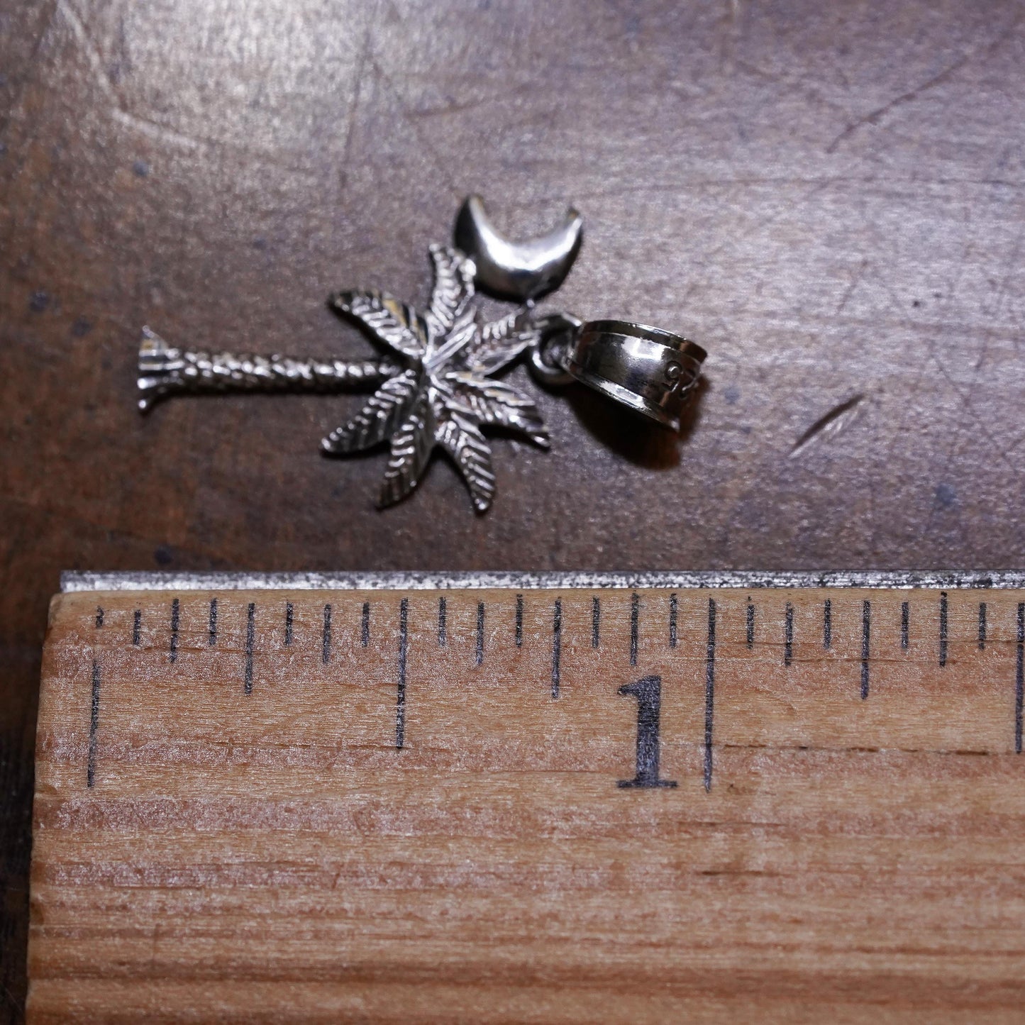 Vintage Sterling silver handmade pendant, 925 palm tree charm