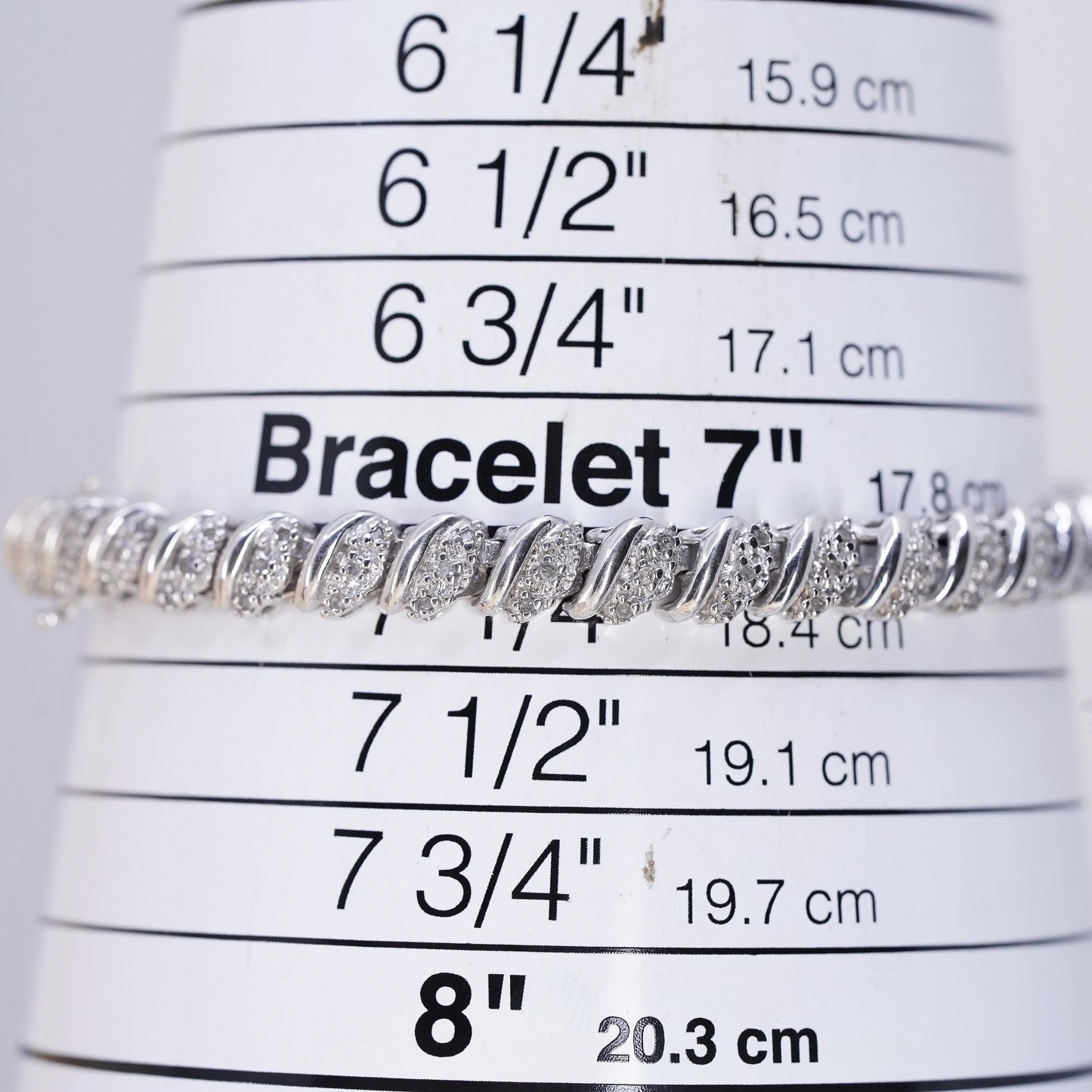 7.25", sterling silver tennis bracelet, 925 San Marco 1/2 TW cluster diamond