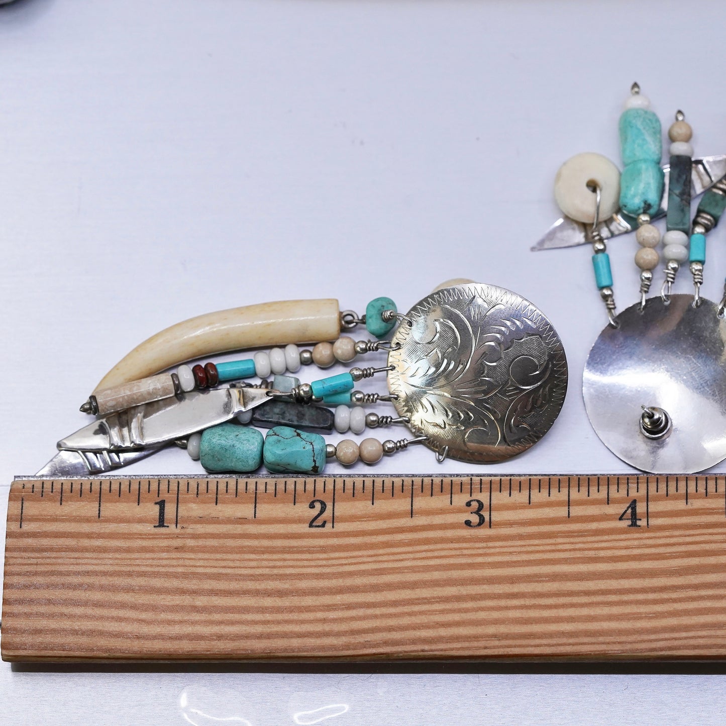 Native American Sterling silver handmade earrings, 925 studs turquoise beads