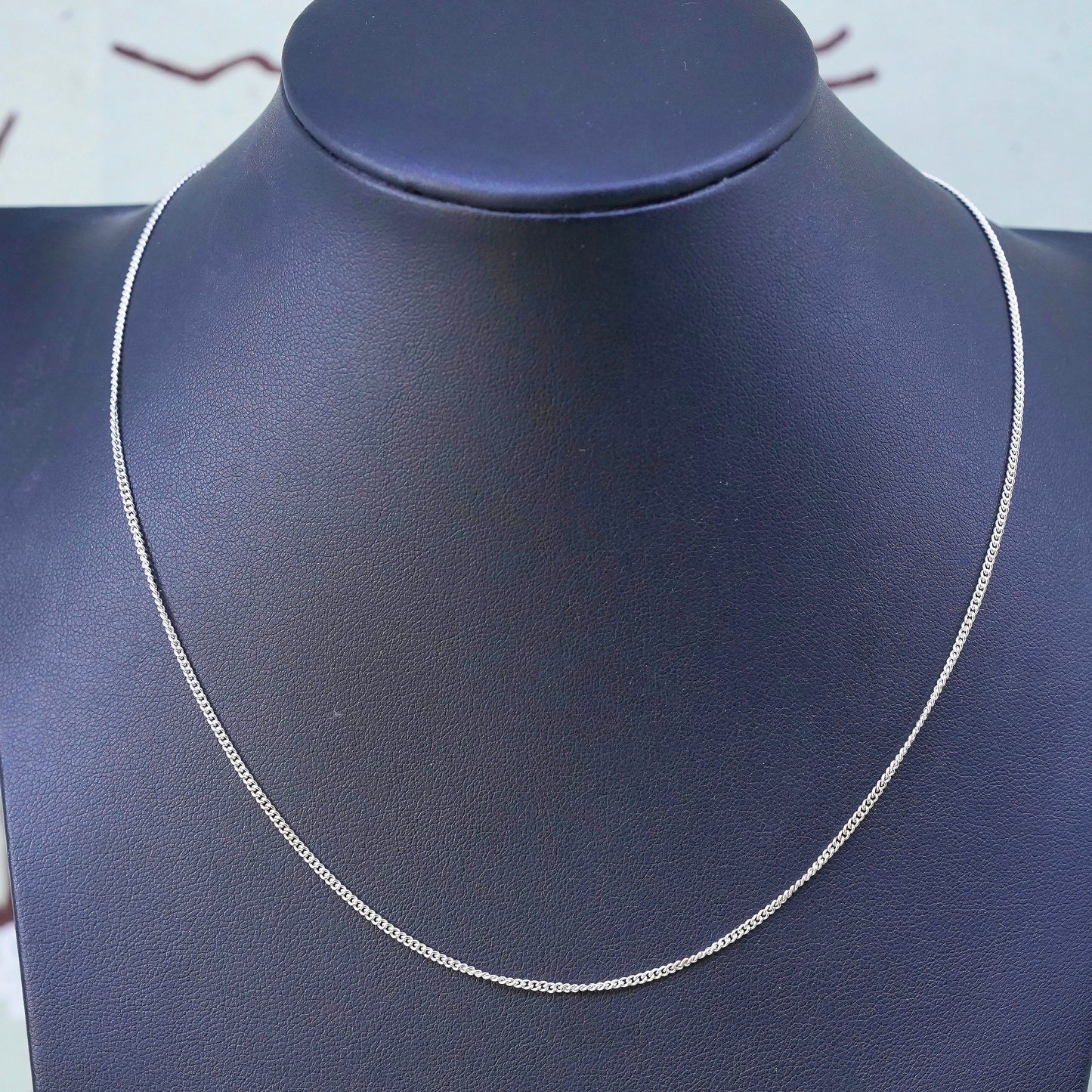 16” 1mm, vintage sterling silver necklace, 925 curb rope chain