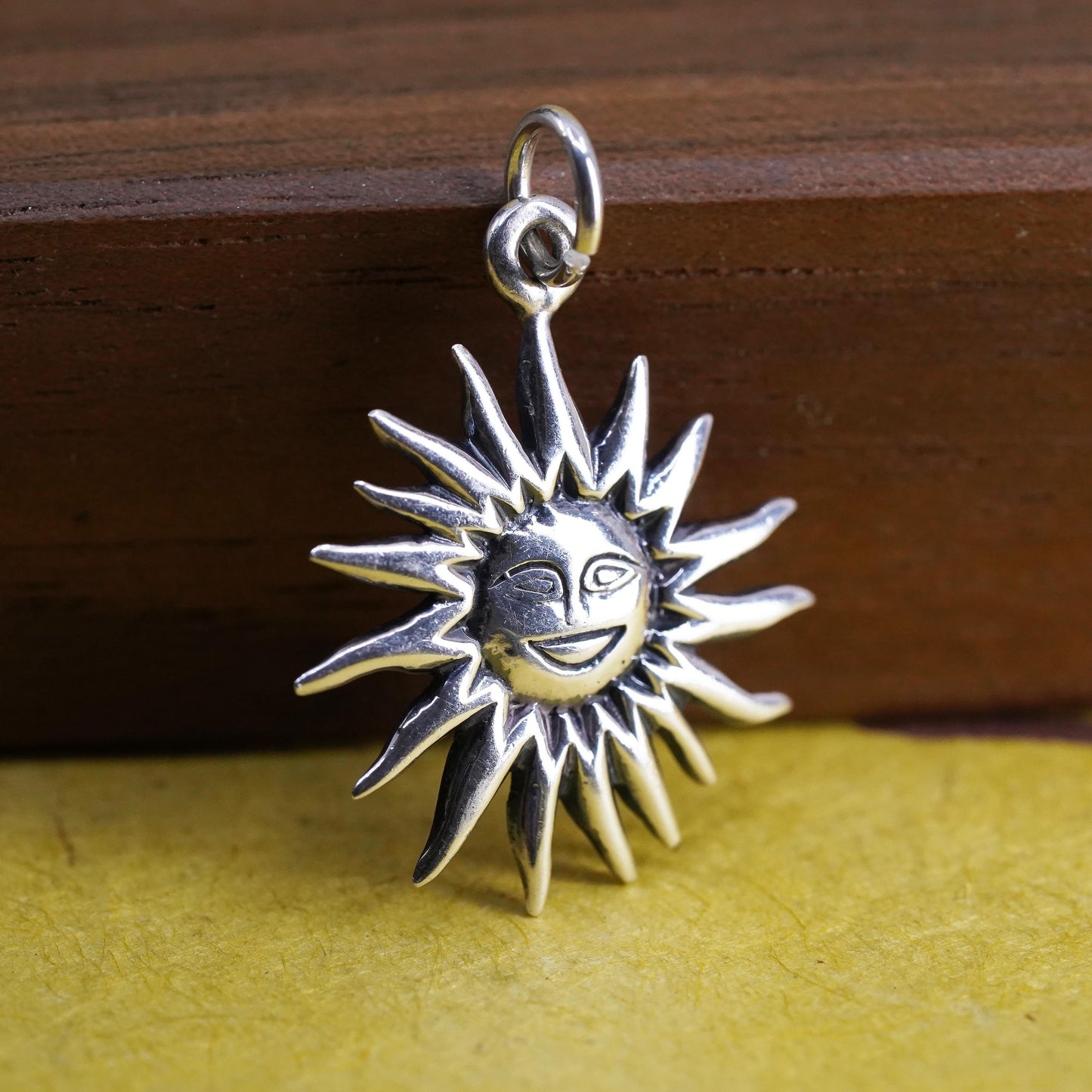 Sterling silver sun face pendant, solid 925 silver sun charm “Myrtle Beach SC”