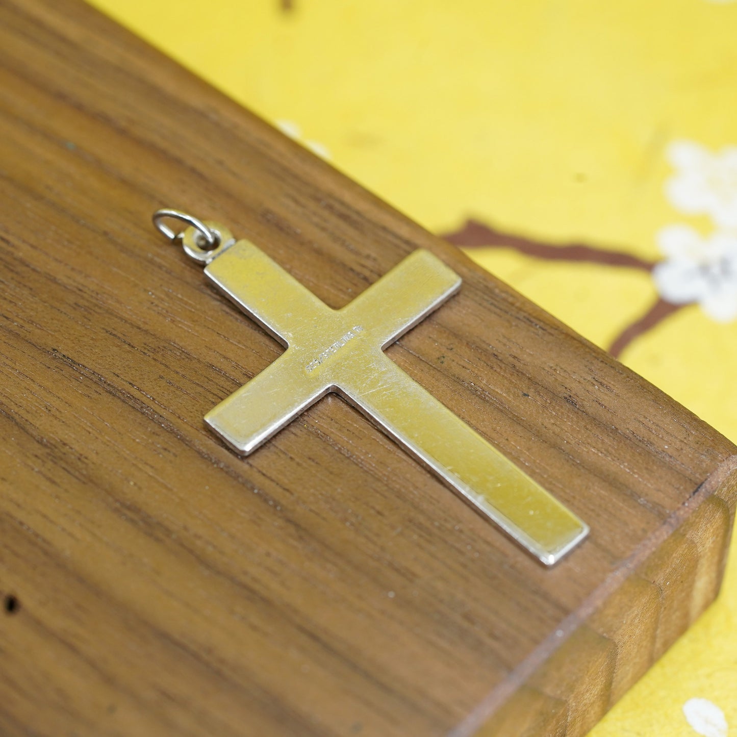Vintage Sterling silver handmade pendant, 925 textured cross