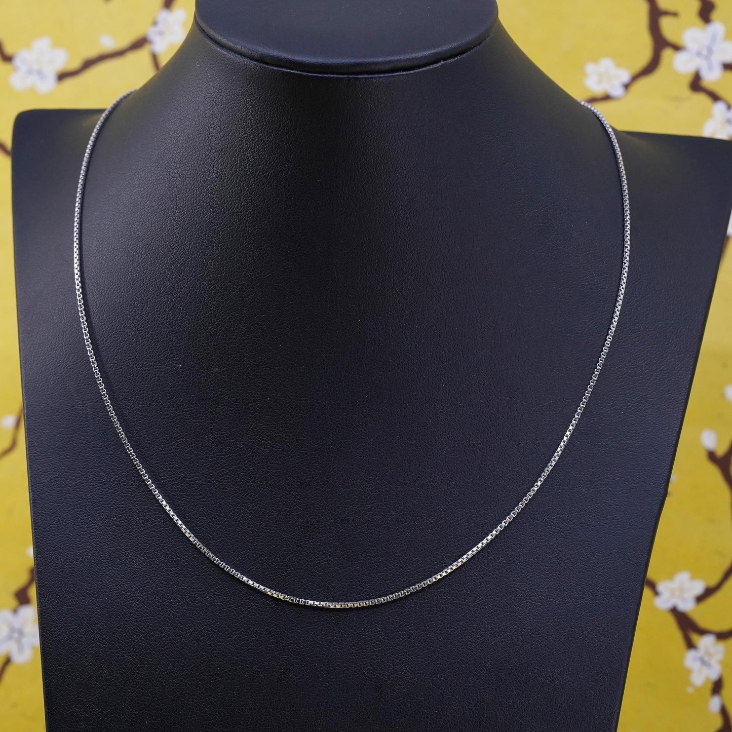 18", 1mm, Vintage Sterling silver box chain, Italy 925 necklace