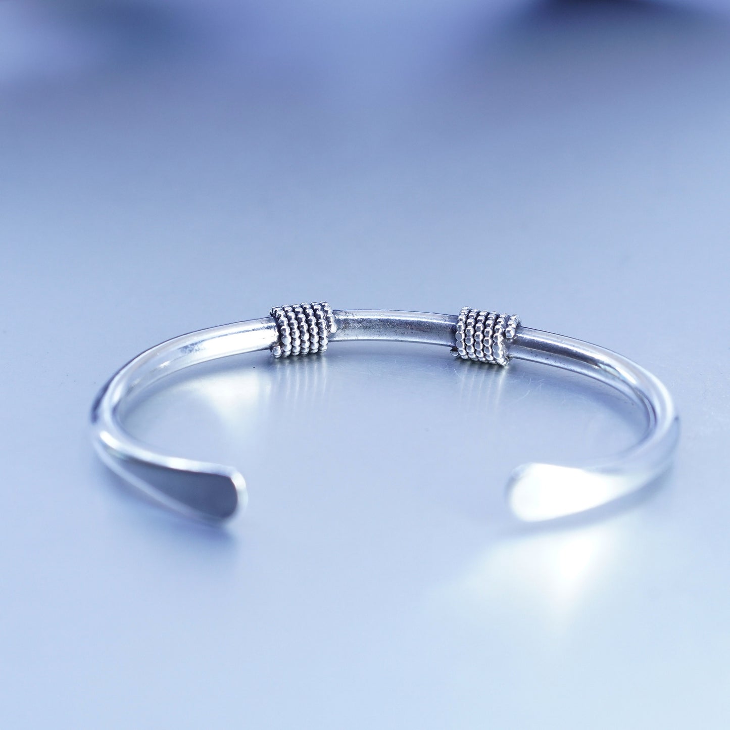 7”, Native American southwestern Sterling 925 silver bracelet, cable cuff