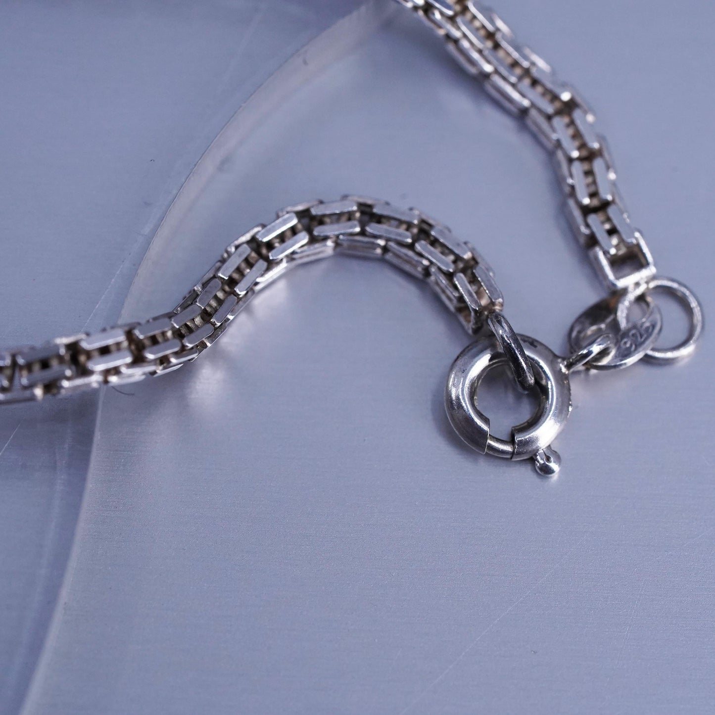 18” 3mm, vintage Sterling 925 silver bold square snake chain necklace