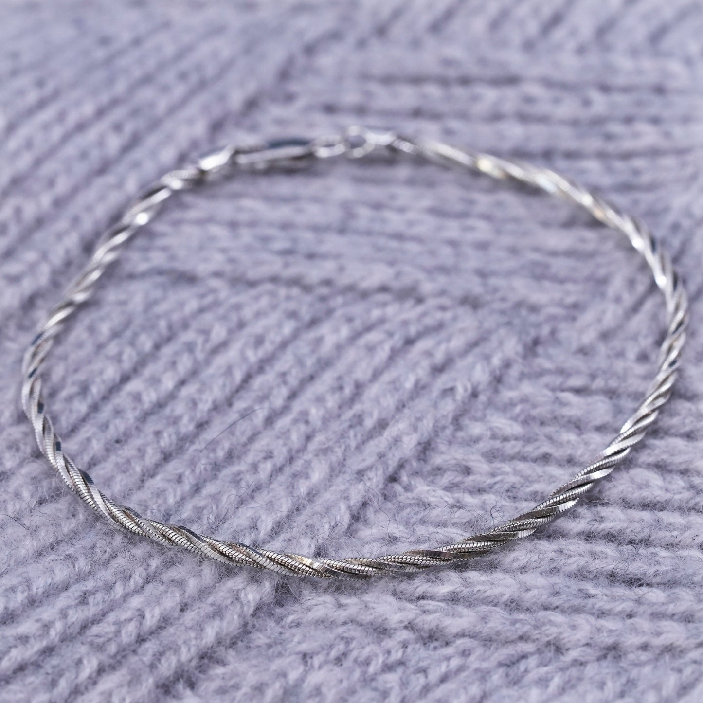 8” Italian Sterling silver handmade bracelet, 925 silver twisted snake chain