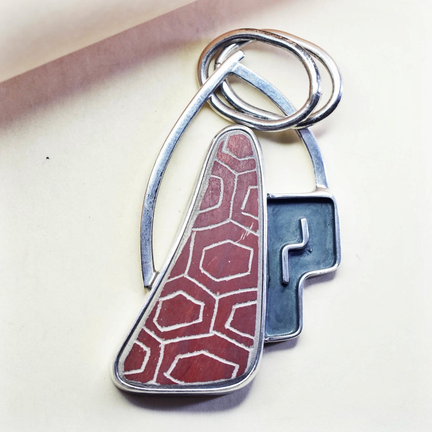 LAPIDARIO BARRERA 950 Sterling Silver Pottery Shard Abstract Pendant