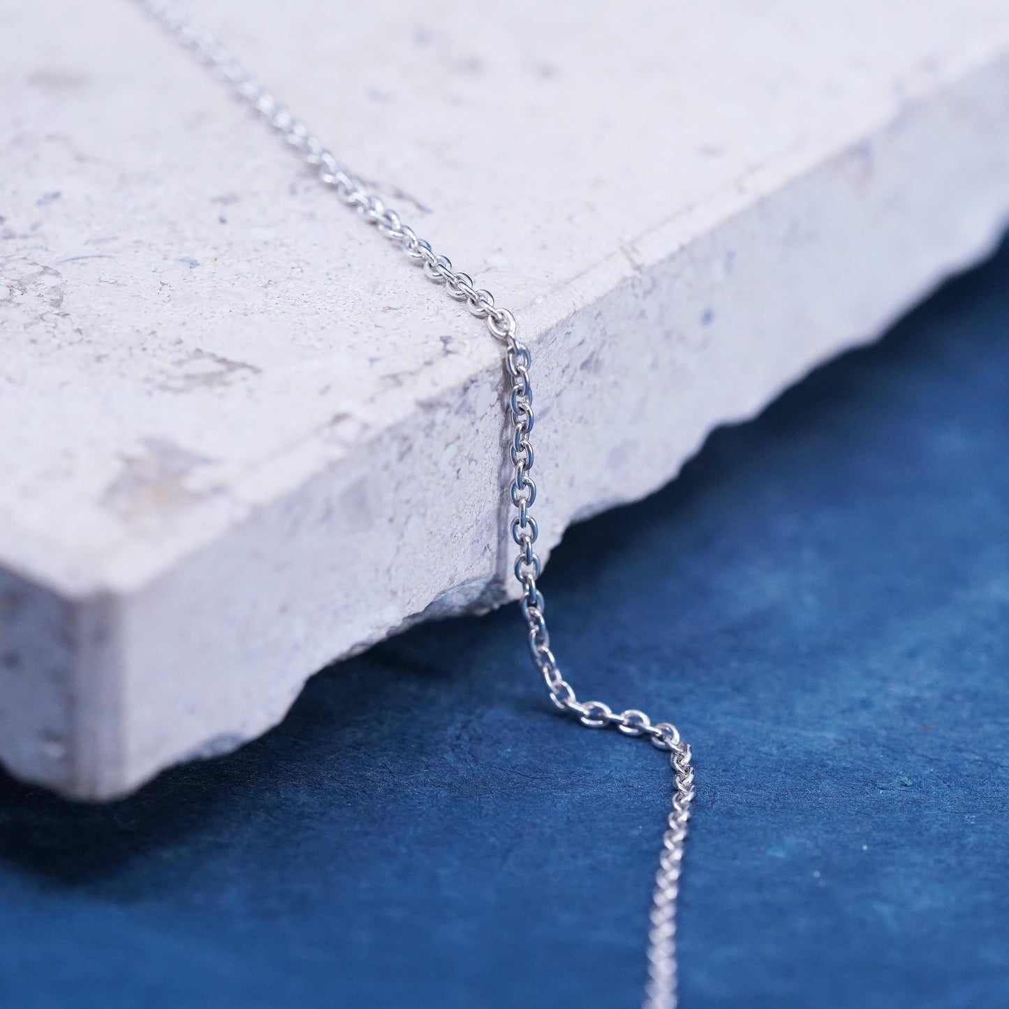 18”, 1mm, vintage Sterling silver handmade necklace, 925 circle chain