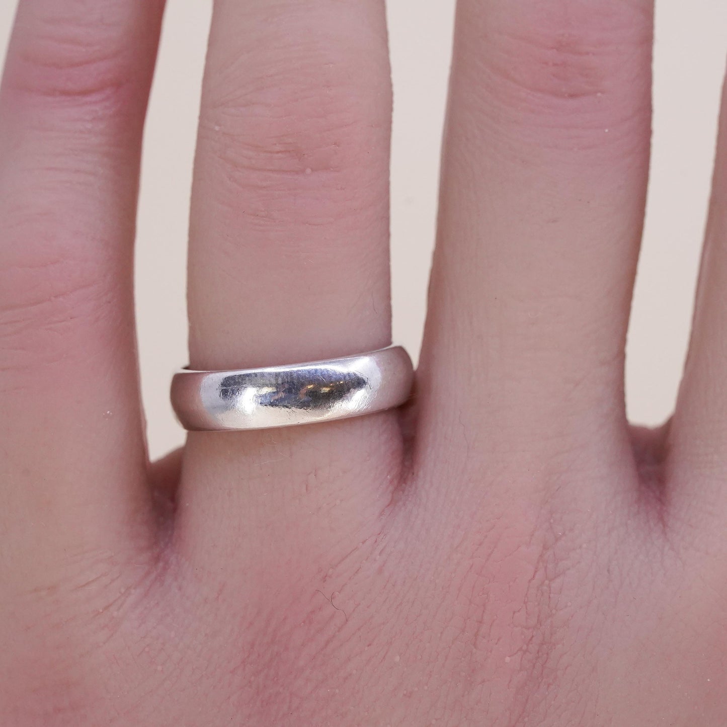 Size 7, Vintage sterling silver handmade ring, 925 silver band, wedding band