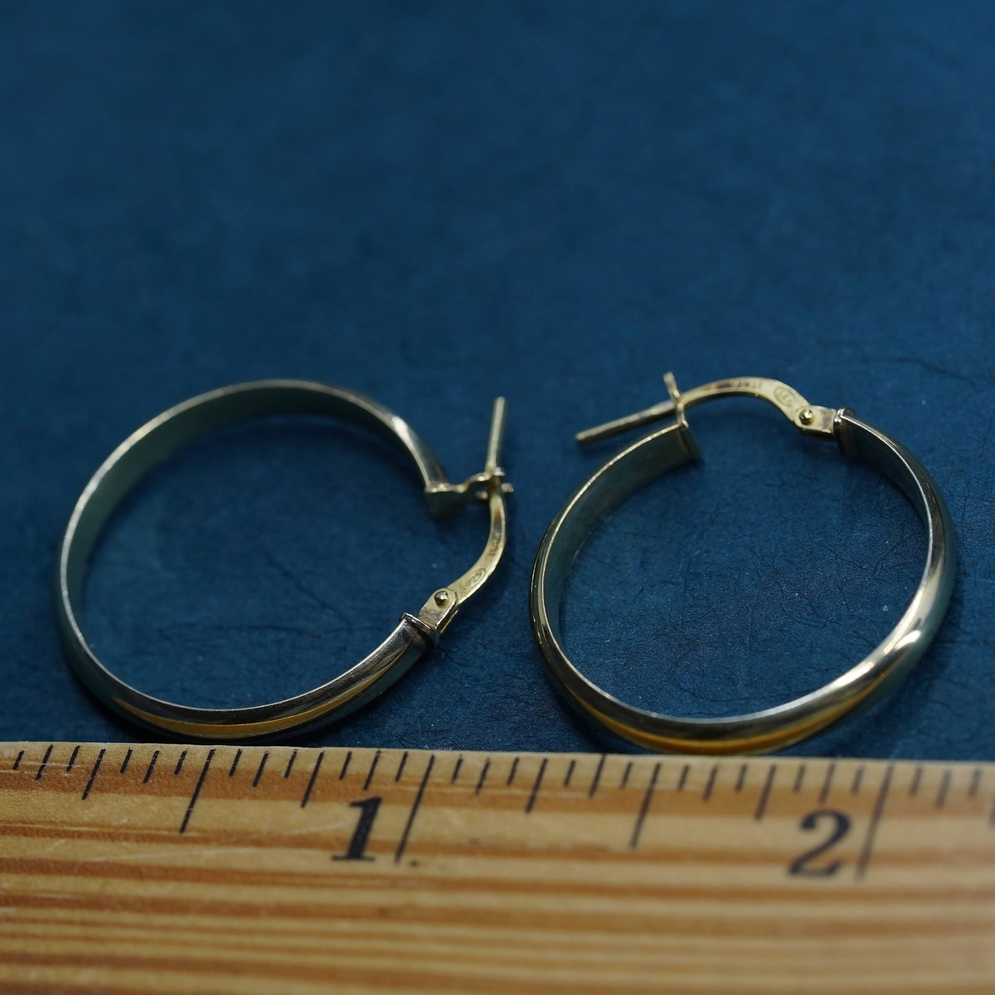 1” Vintage vermeil gold over Sterling silver hoop earrings, 925 huggie