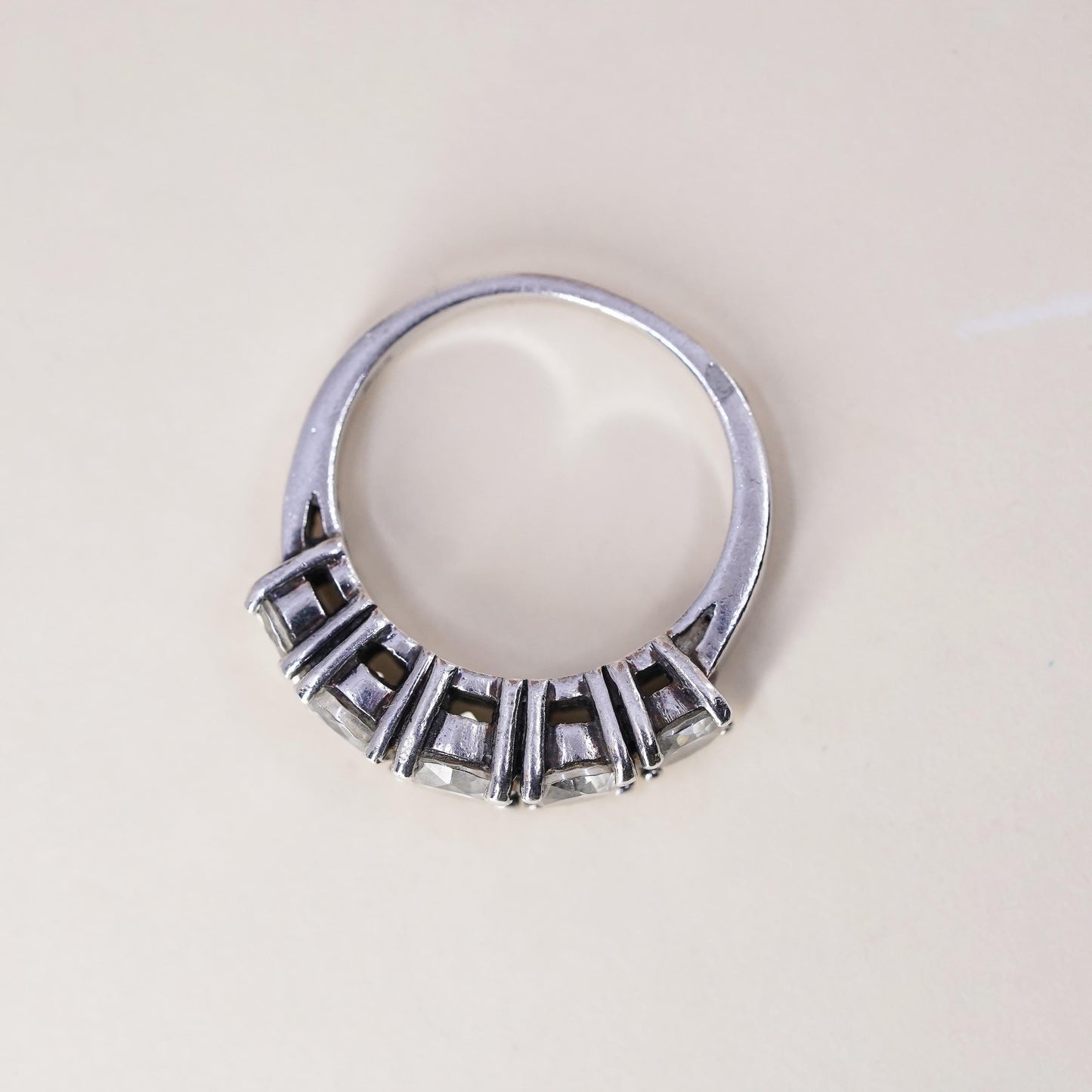 Size 8, Sterling silver ring, 925 silver with round cut crystal CZ cluster ring