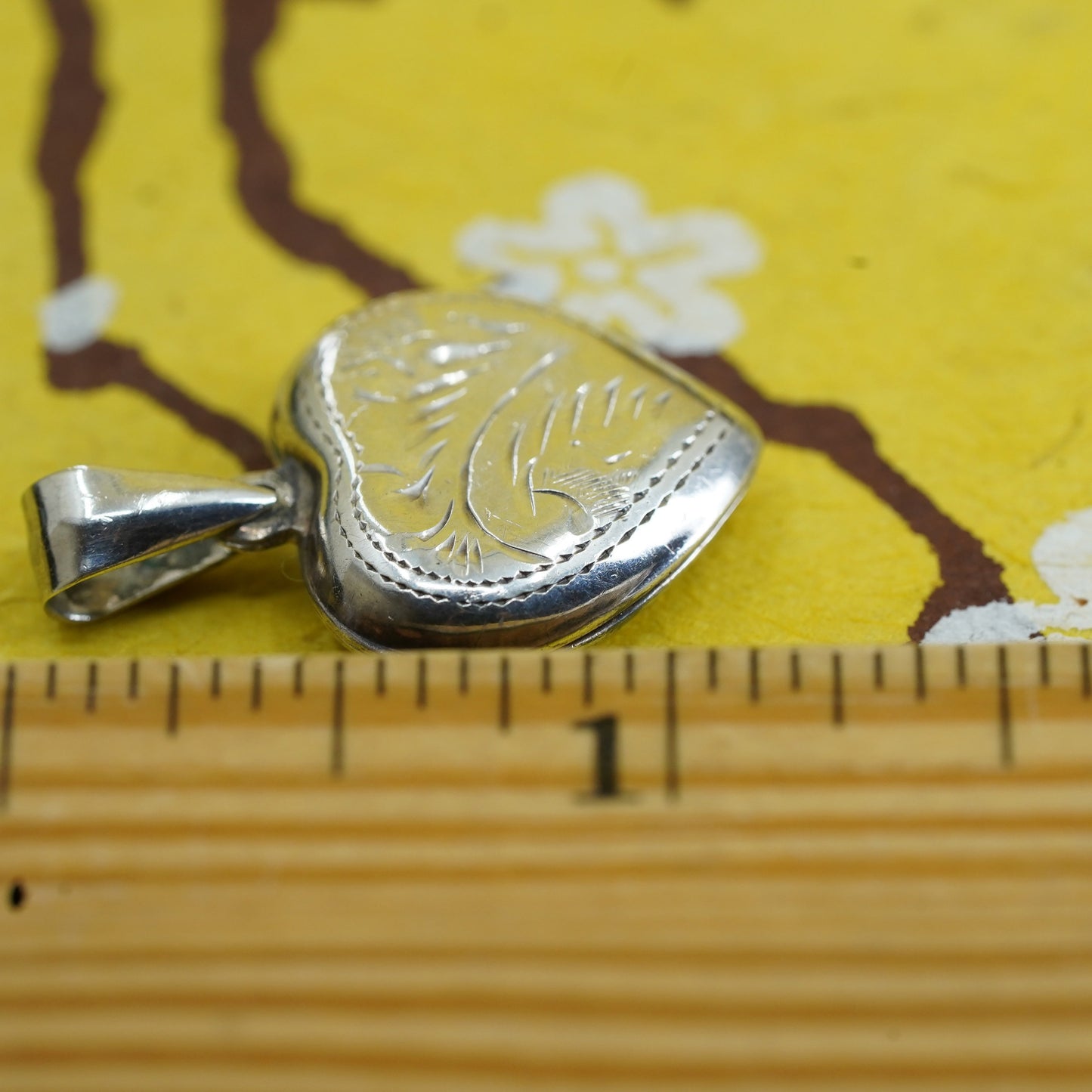 Vintage Sterling silver handmade pendant, textured 925 heart photo locket