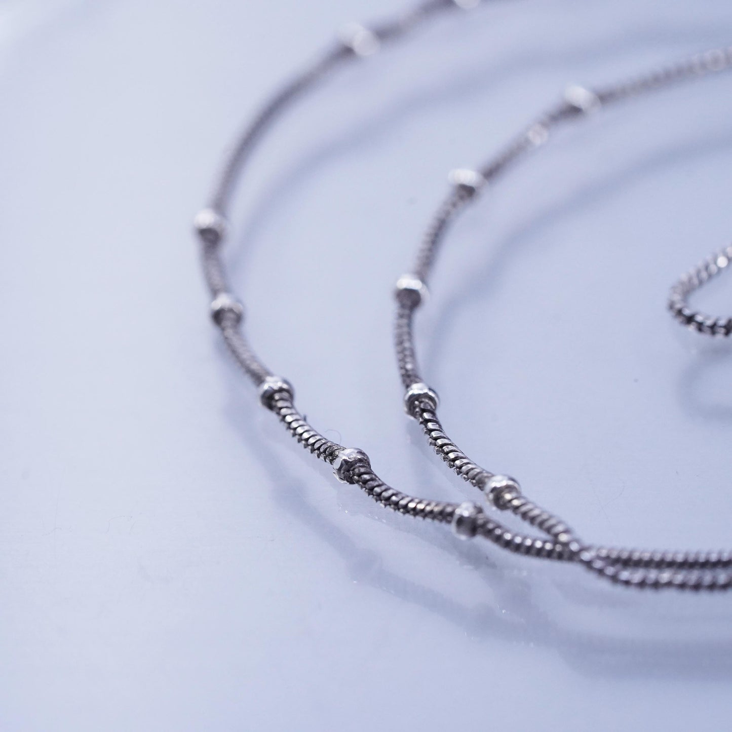 24” 1mm, vintage Italian Sterling 925 silver bead snake chain necklace