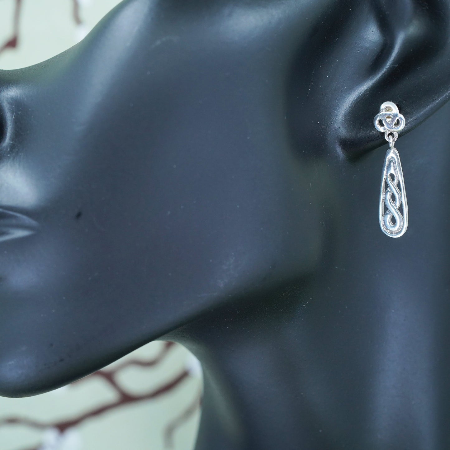 Vintage Irish Sterling silver handmade earrings, 925 Celtic knot dangles