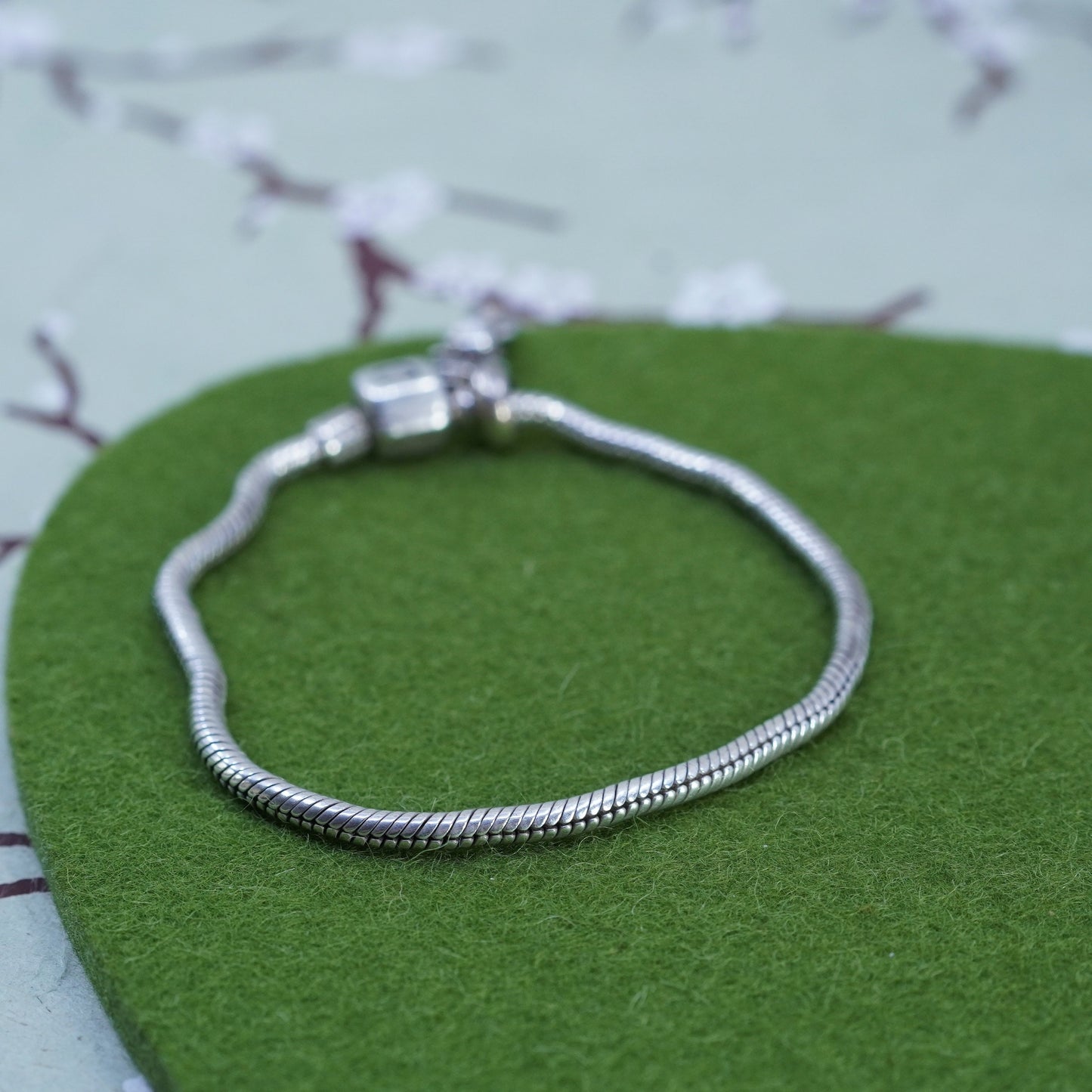 7.5”, Cham sterling silver handmade bracelet, 925 snake chain w/ diploma charm