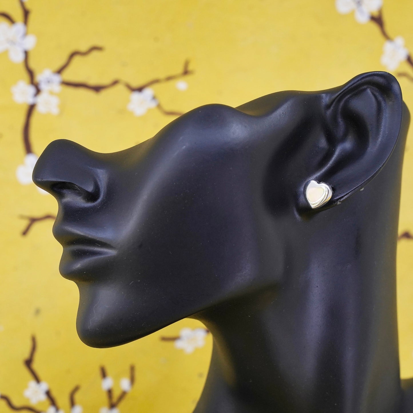 Vintage Dyadema Sterling silver handmade earrings, 925 heart studs