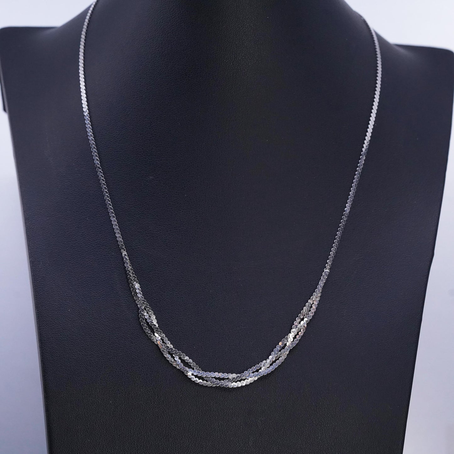 18" 2mm, vintage Sterling silver handmade chain, 925 S link woven necklace