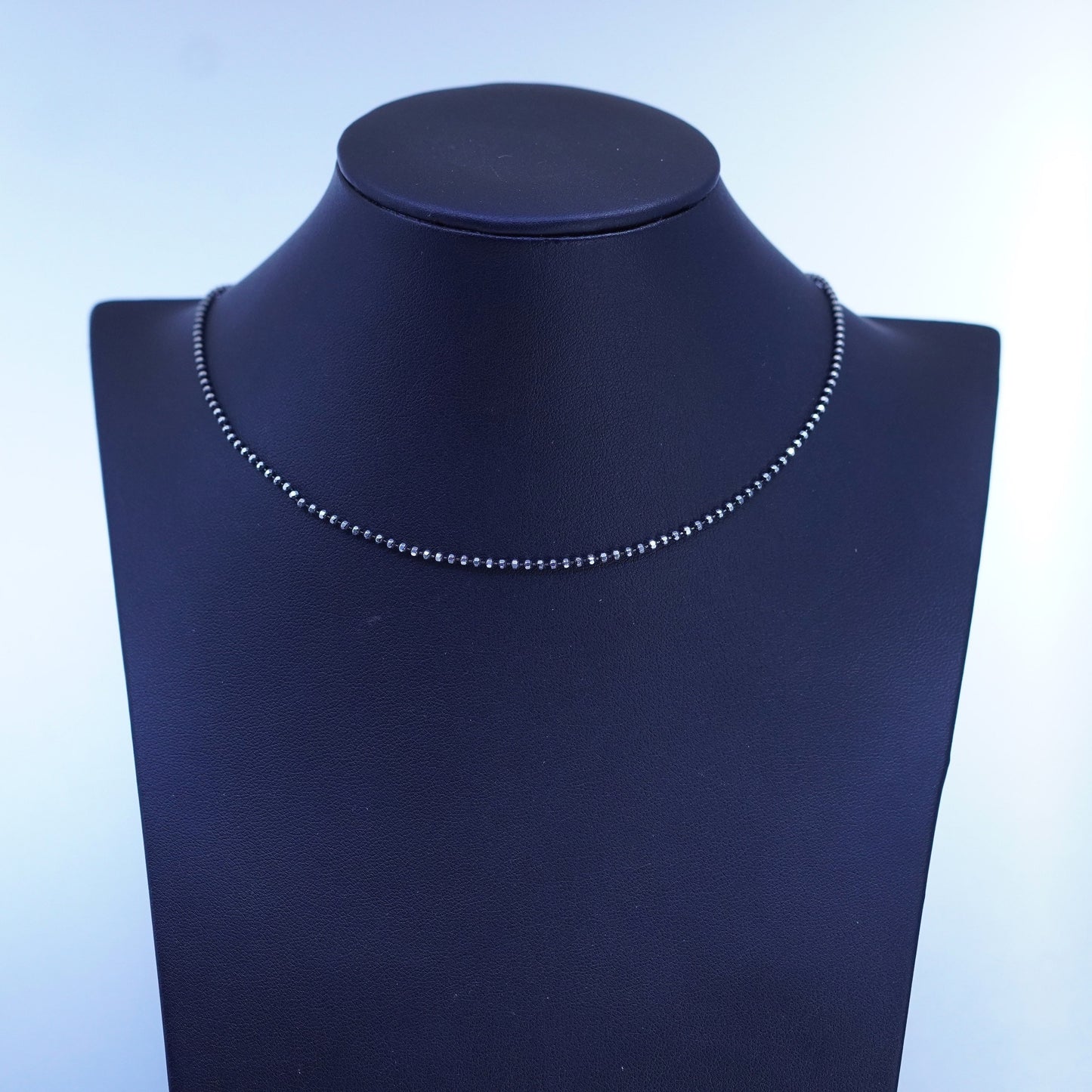 18” 1mm, vintage Italy Sterling 925 silver bead chain necklace