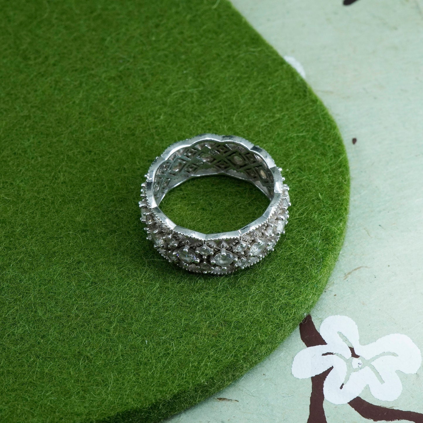 Size 8, Sterling silver ring, 925 silver with Cluster CZ cluster