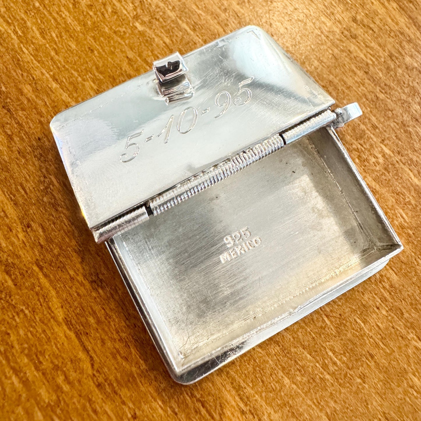 Mexican Sterling silver pendant, 925 book prayer locket happy birthday 1995
